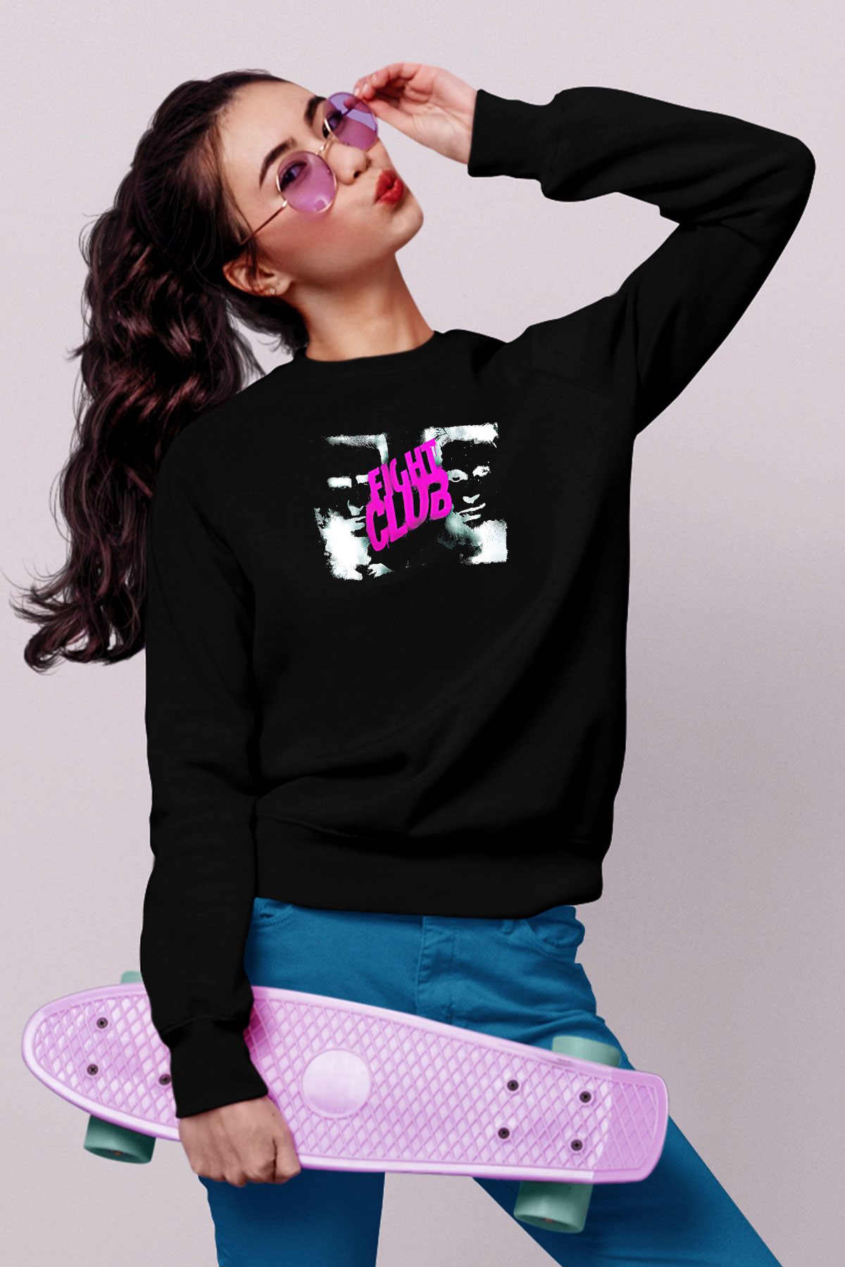 Fight Club (Tyler Durden) Baskılı Unisex Siyah Sweatshirt
