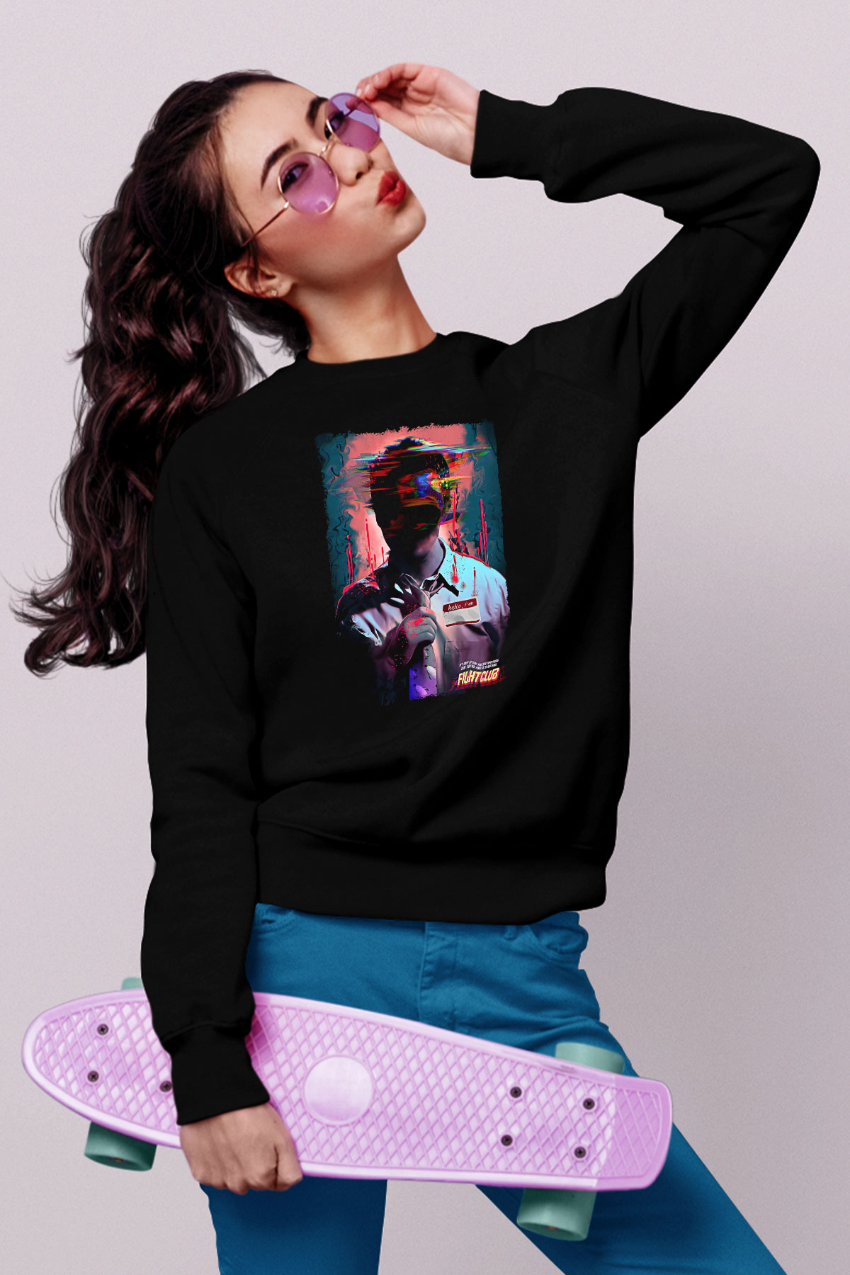 Fight Club (Tyler Durden) Baskılı Unisex Siyah Sweatshirt
