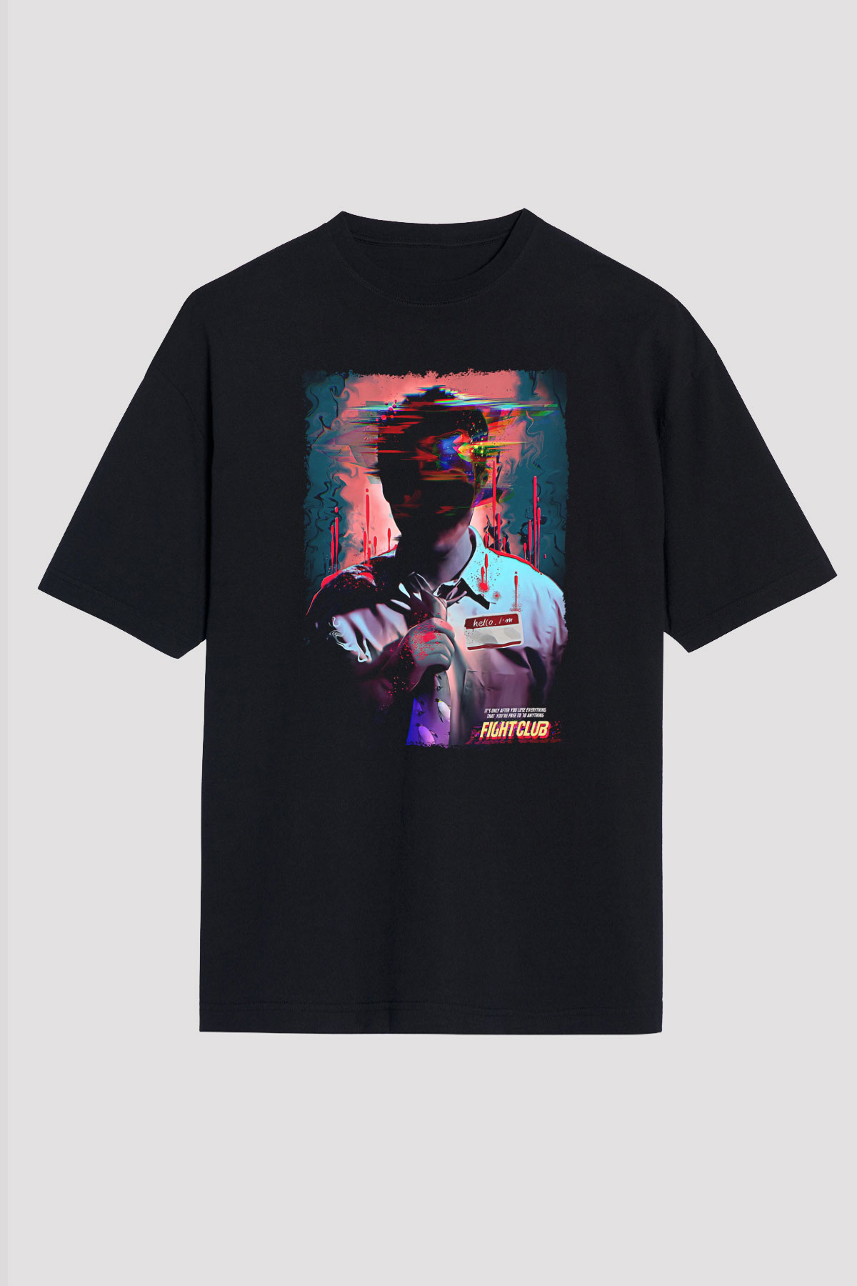 Fight Club (Tyler Durden) Baskılı Unisex Siyah Oversize Tişört - Tshirt