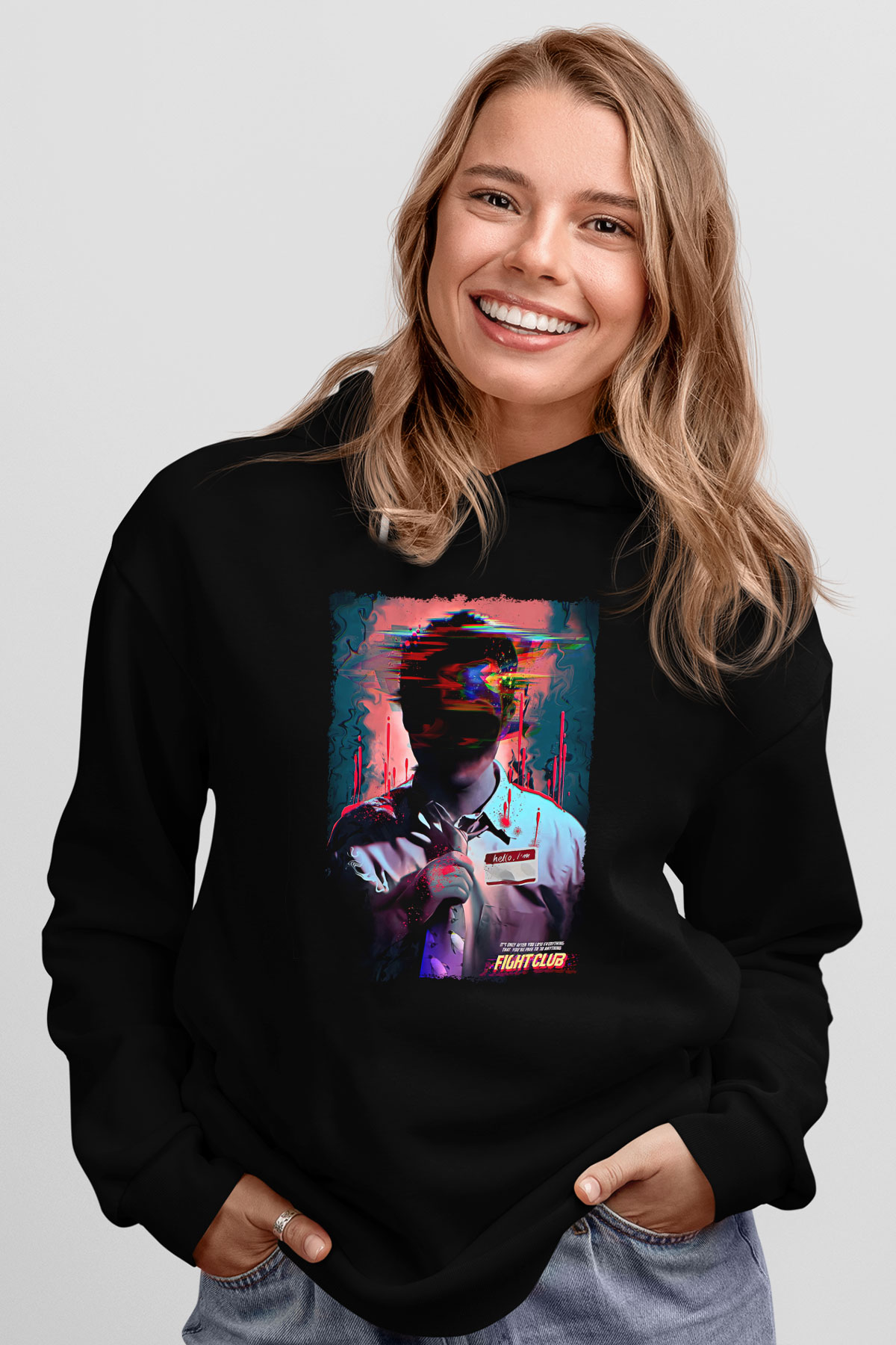 Fight Club (Tyler Durden) Baskılı Unisex Siyah Hoodie
