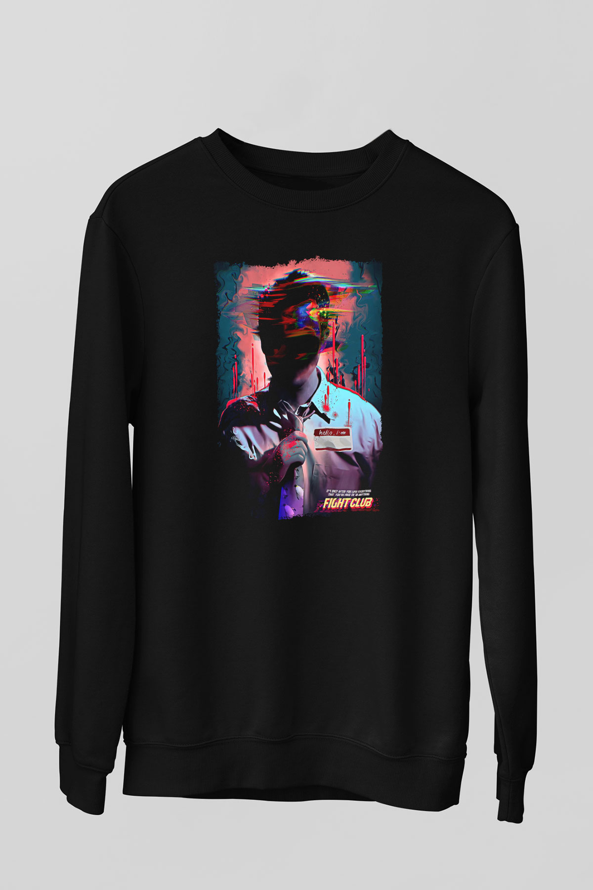 Fight Club (Tyler Durden) Baskılı Unisex Siyah Sweatshirt