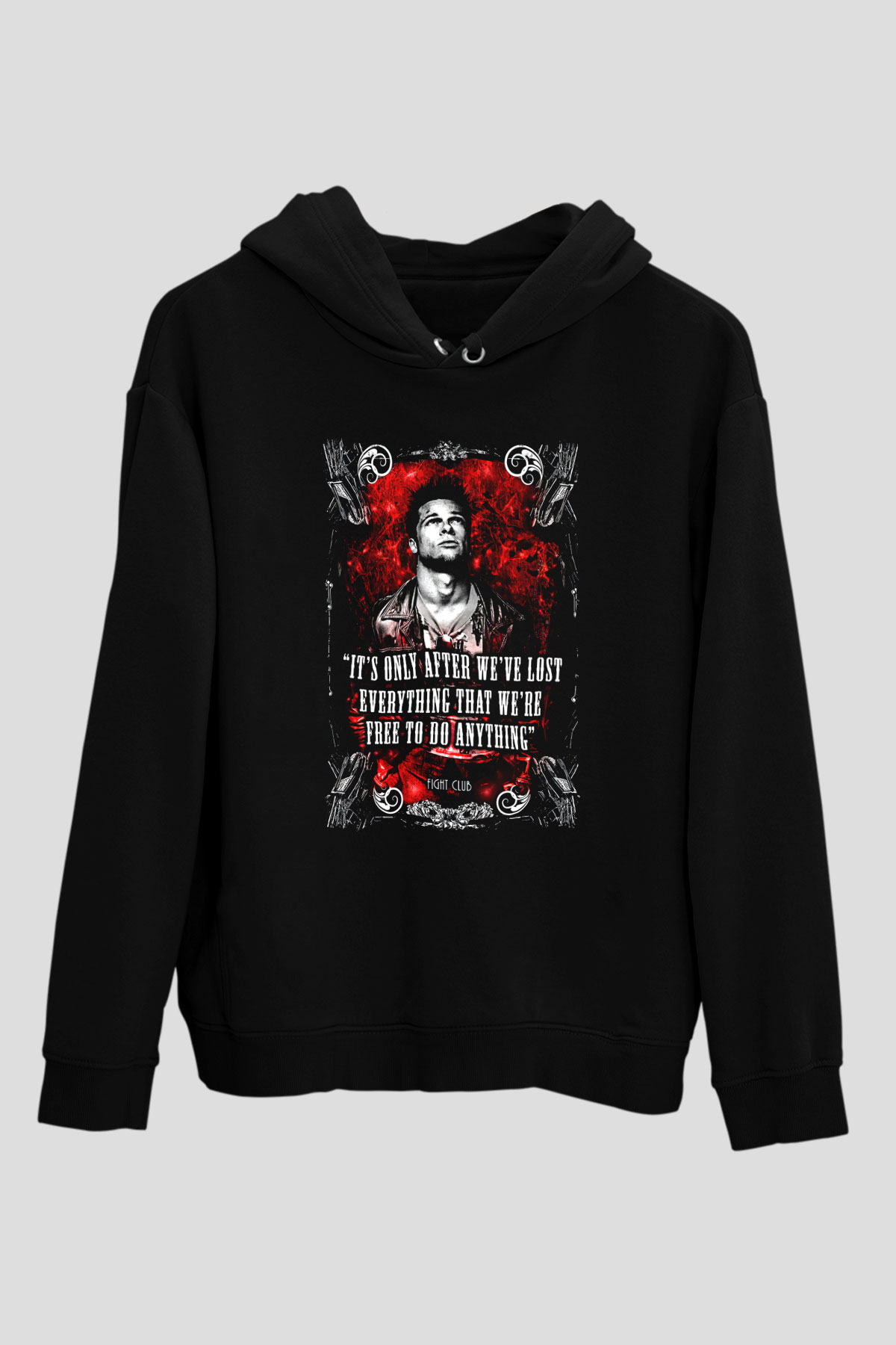 Fight Club (Tyler Durden) Baskılı Unisex Siyah Hoodie