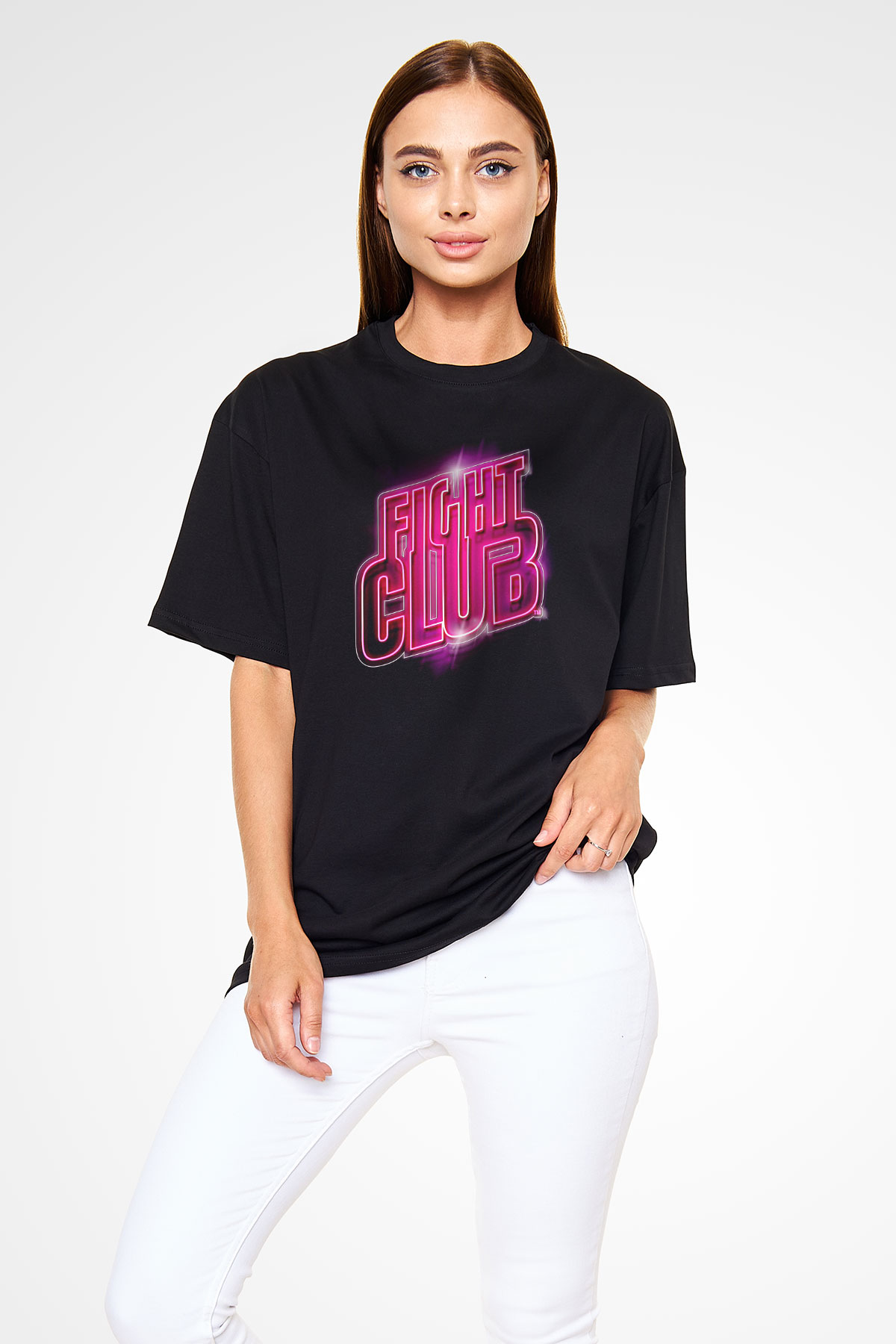 Fight Club (Tyler Durden) Baskılı Unisex Siyah Oversize Tişört - Tshirt