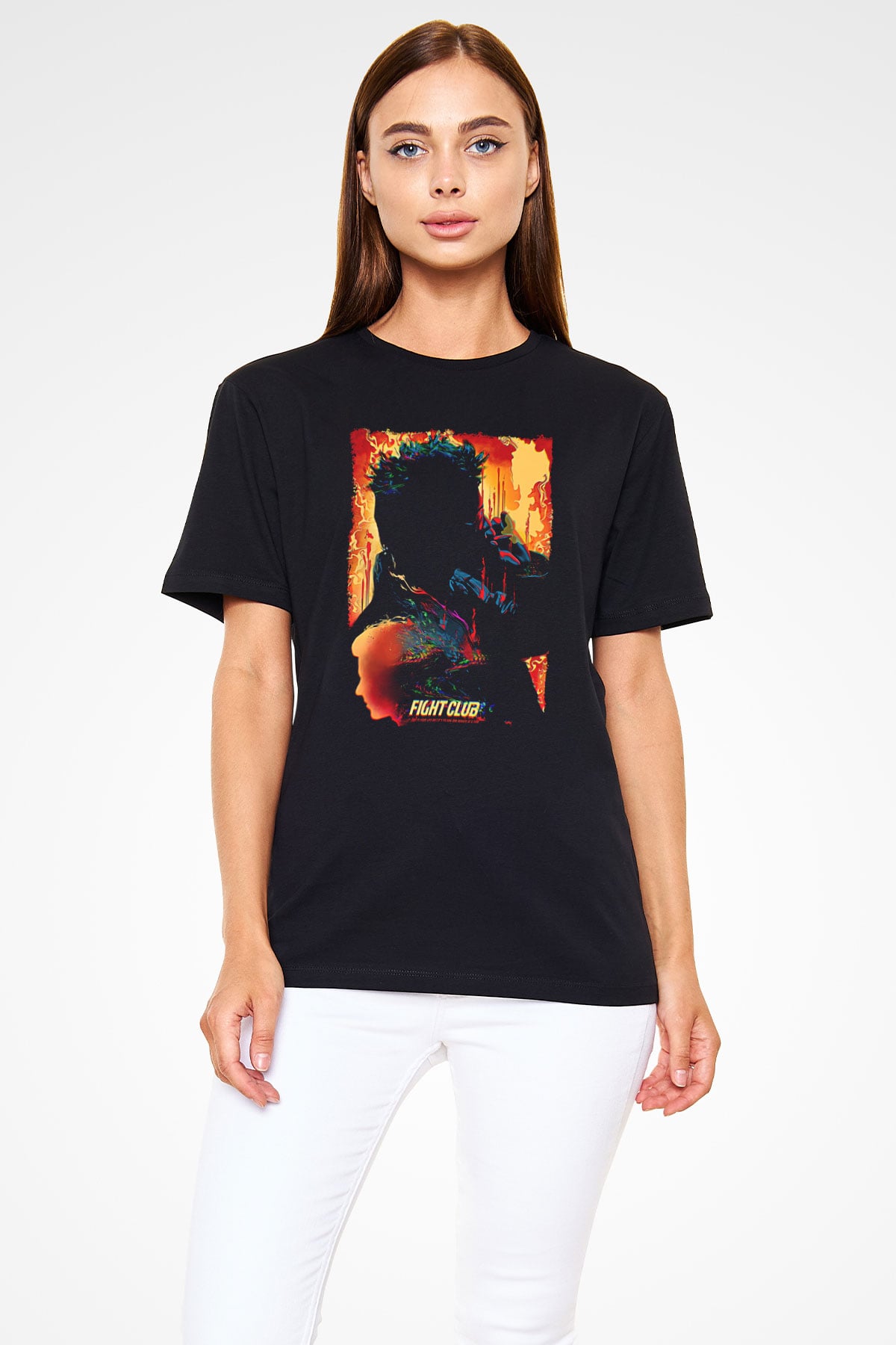 Fight Club (Tyler Durden) Baskılı Unisex Siyah Tişört - Tshirt