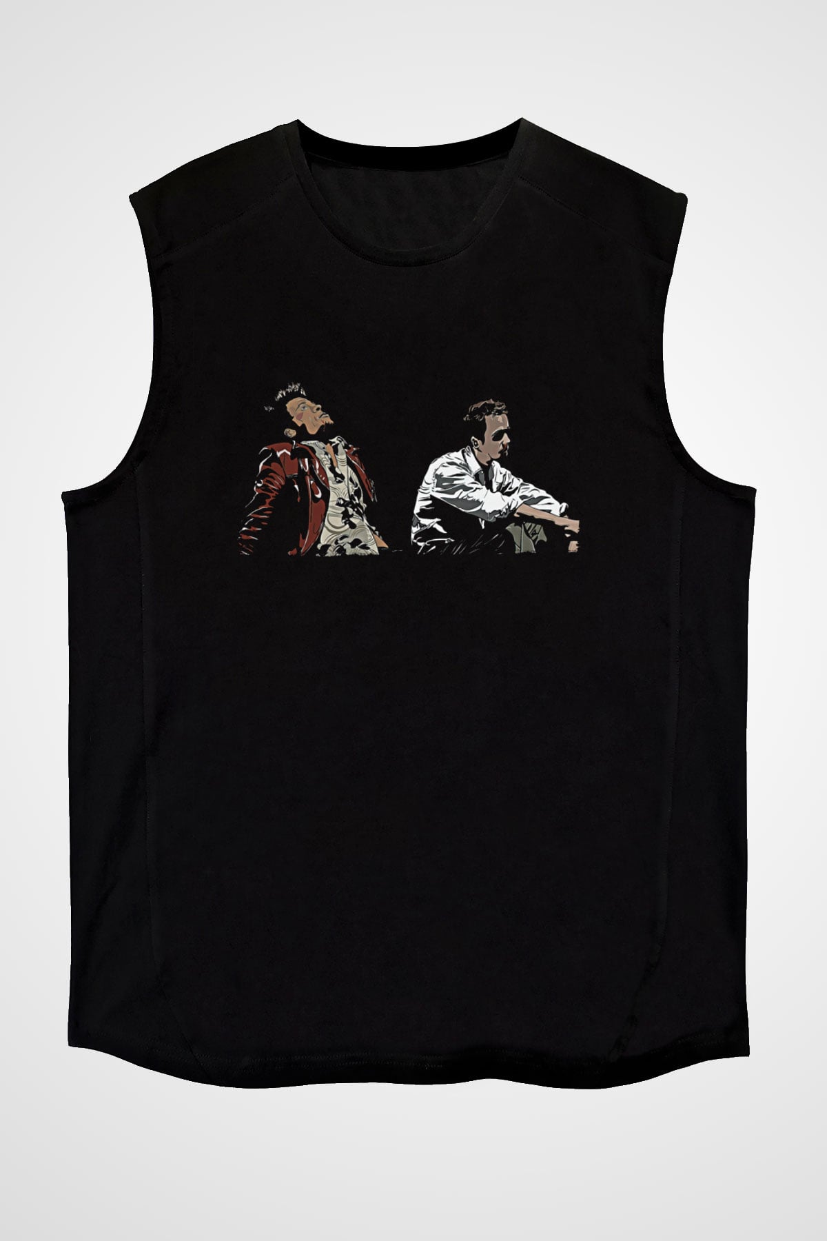 Fight Club (Tyler Durden) Baskılı Unisex Siyah Kolsuz Tişört - Tshirt