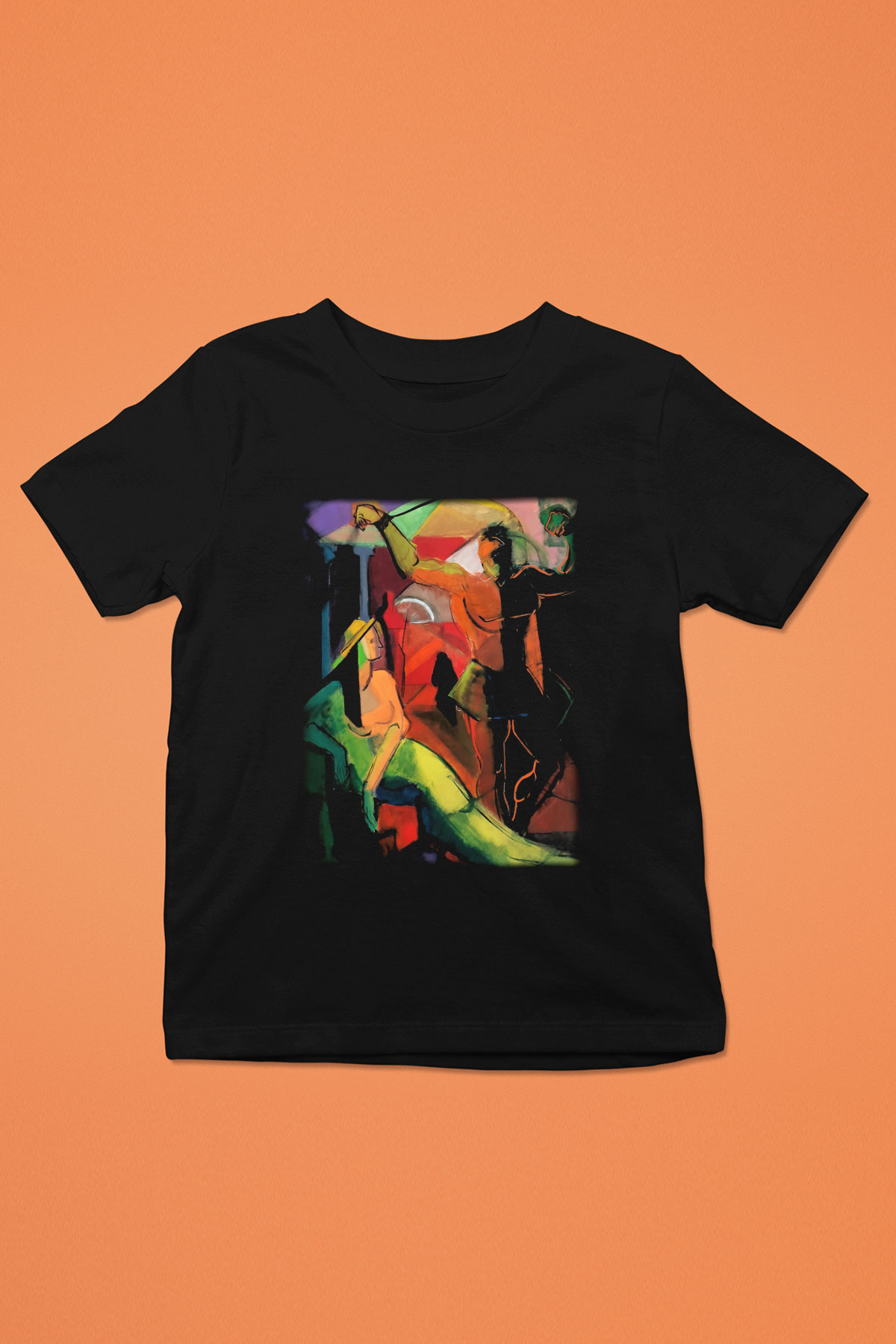 Figür Baskılı Siyah Unisex Çocuk Tişört
