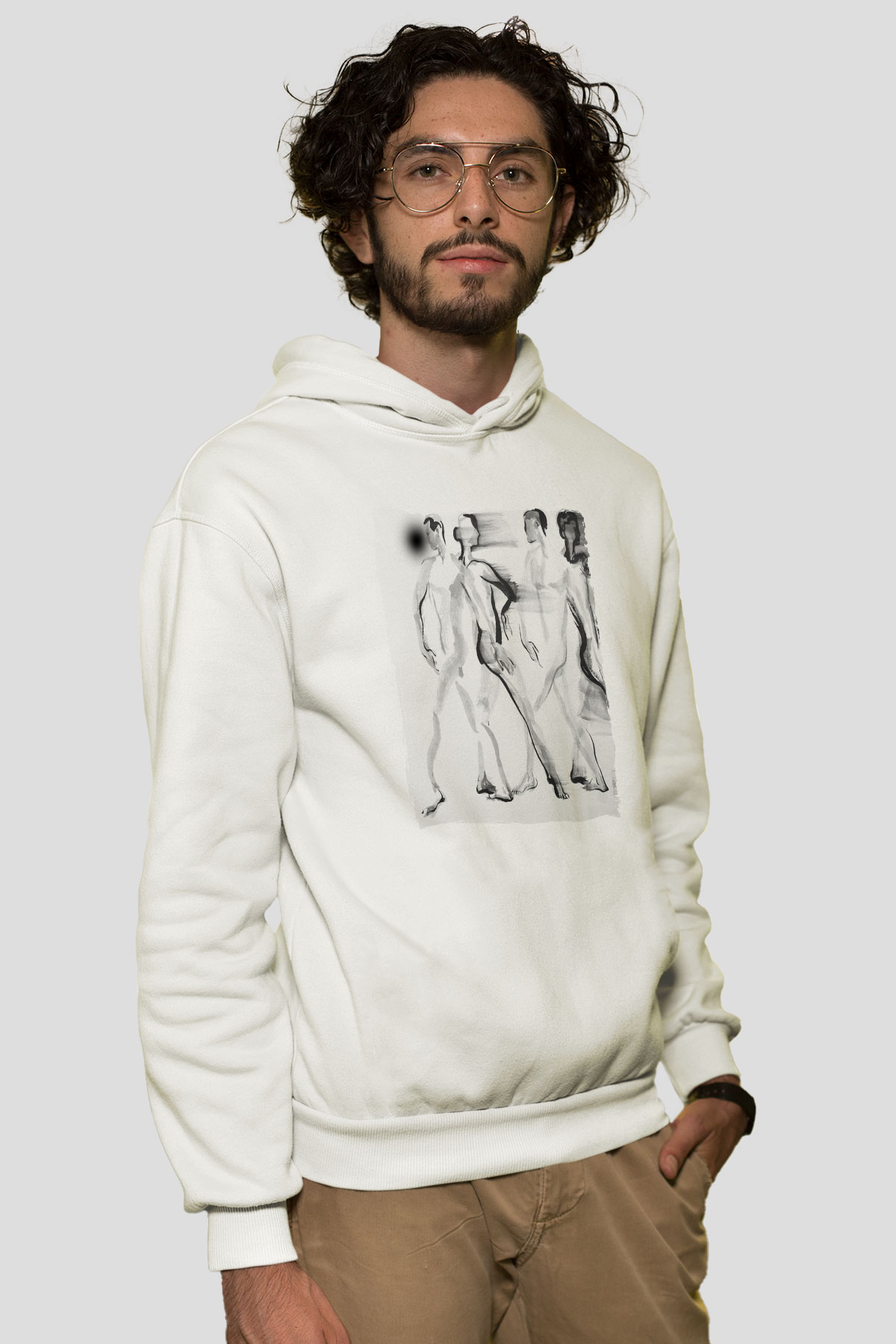 Figür Beyaz Unisex Hoodie