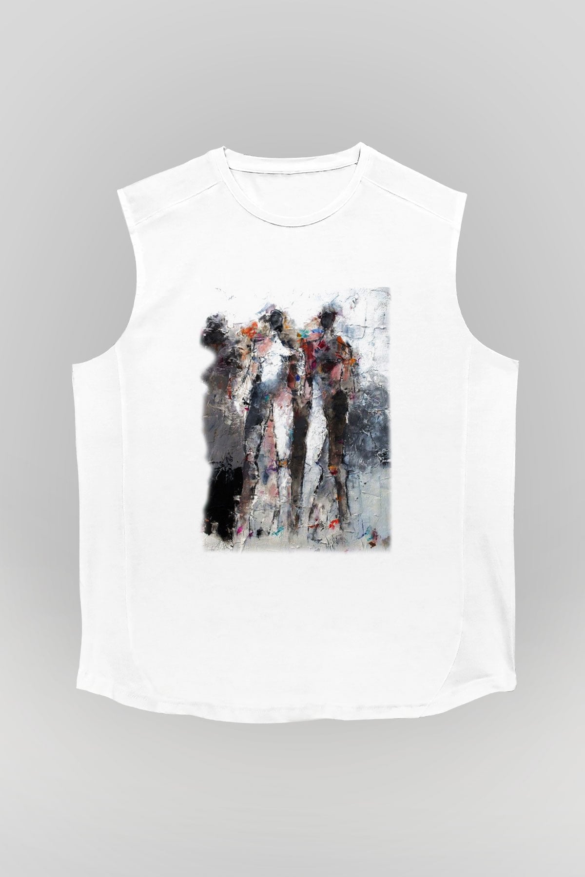 Figür Beyaz Unisex Kolsuz Tişört