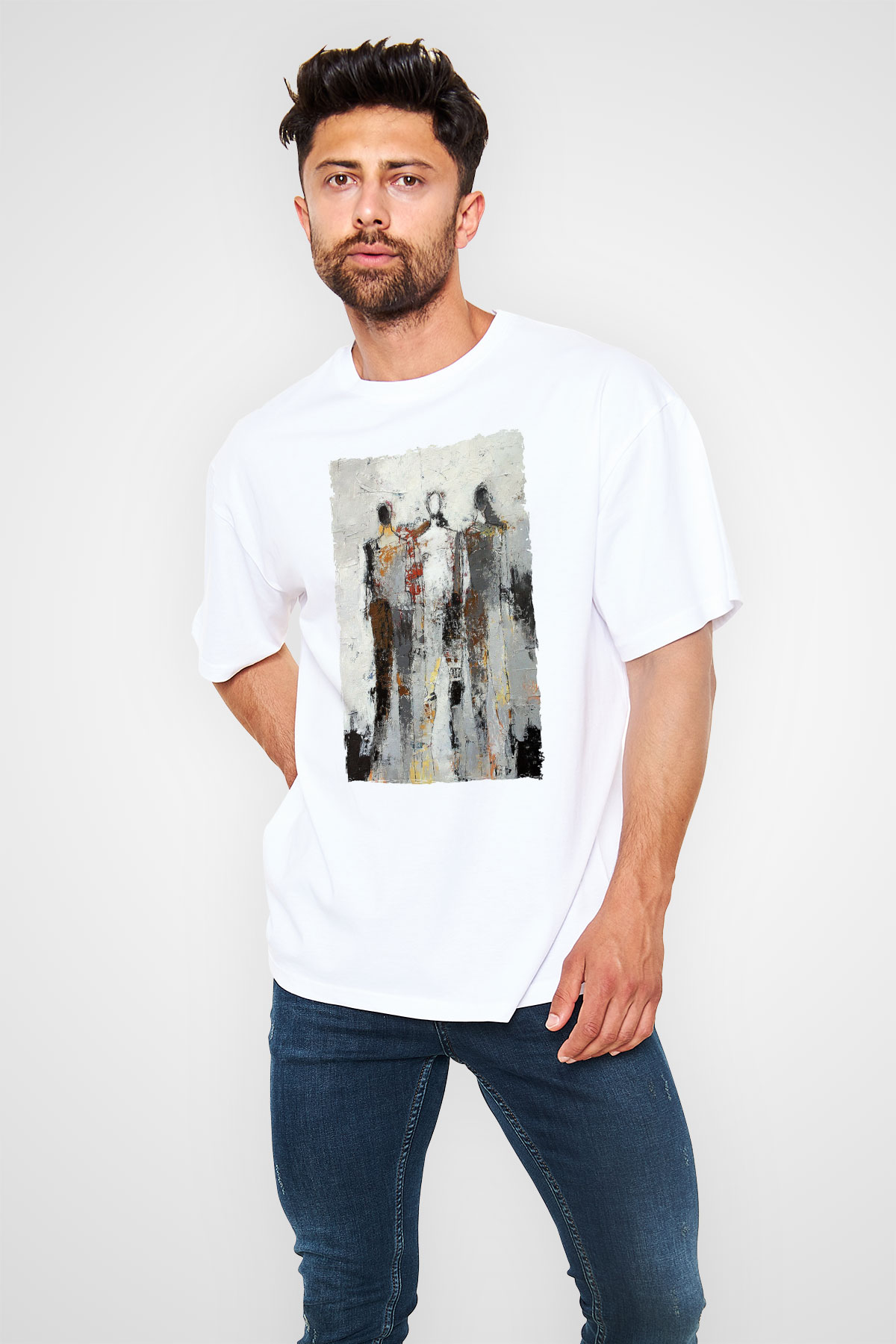 Figür Beyaz Oversize Tişört Oversize T-shirt - TişörtFabrikası