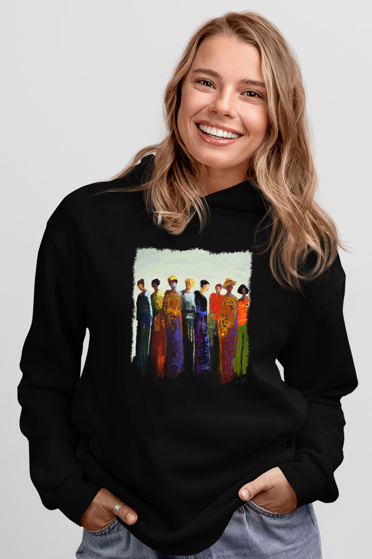 Figür Siyah Unisex Hoodie