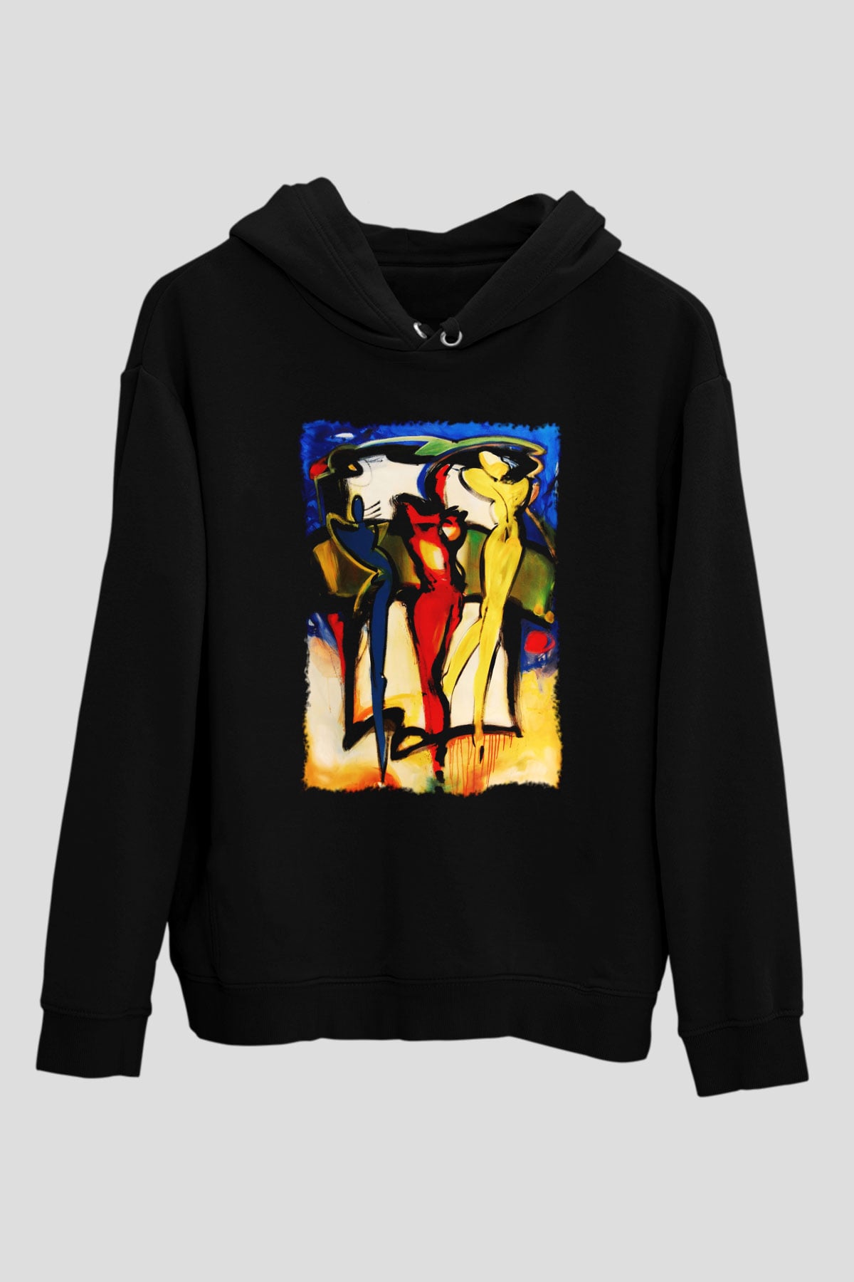 Figür Siyah Unisex Hoodie
