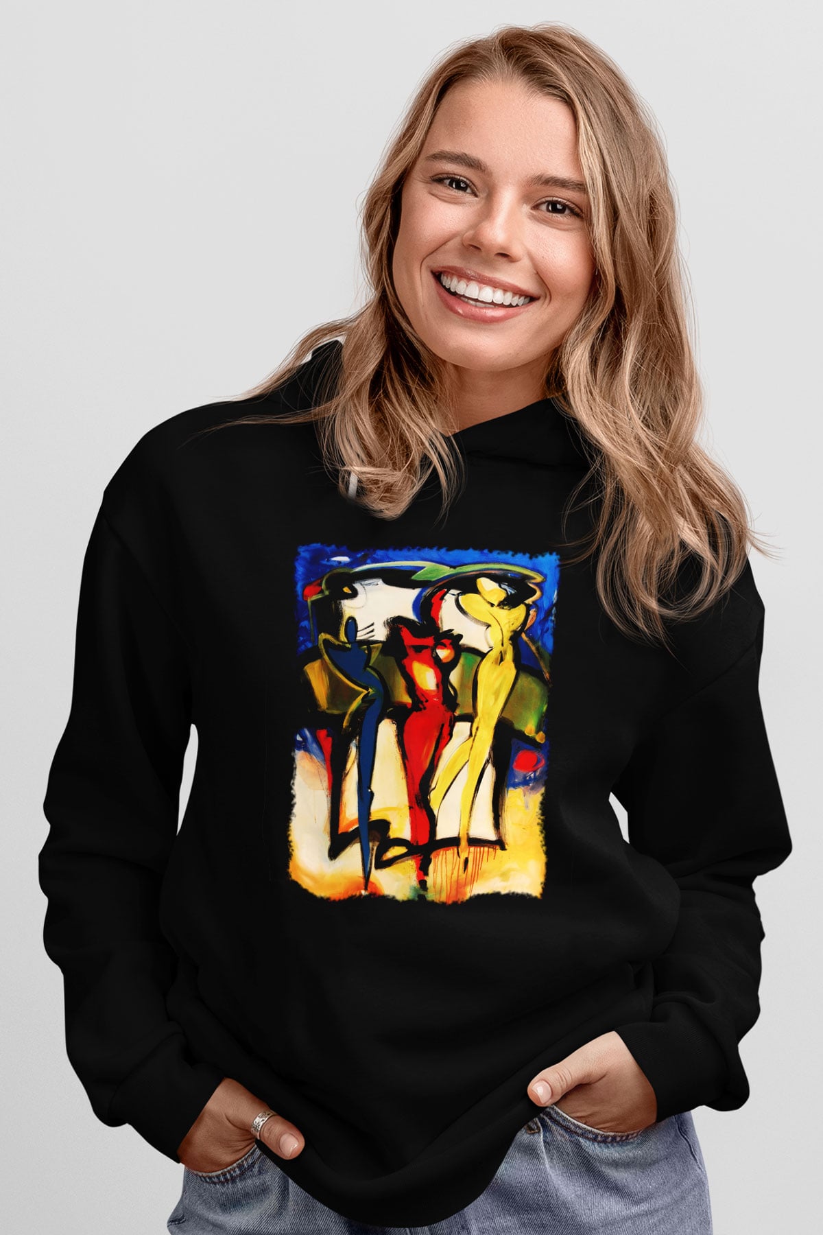 Figür Siyah Unisex Hoodie