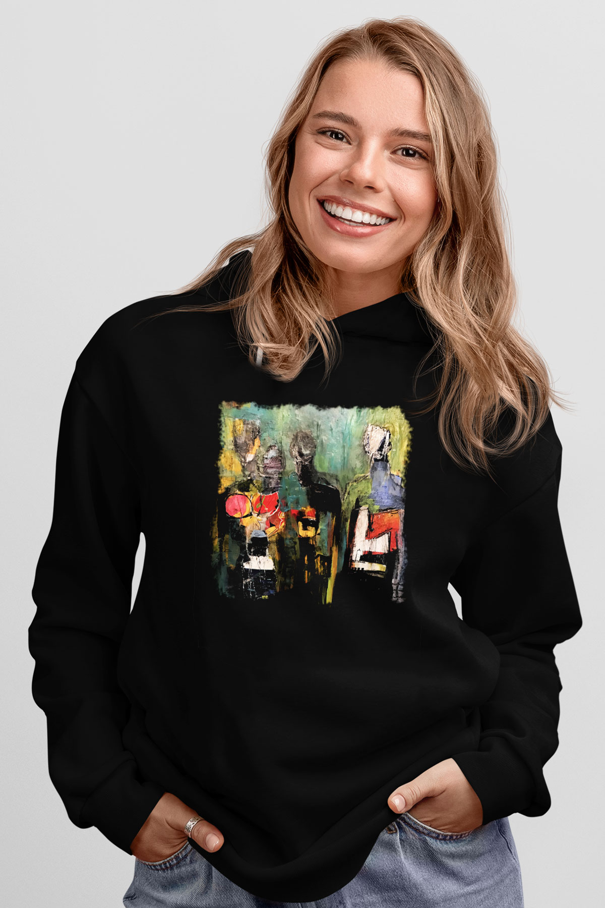 Figür Siyah Unisex Hoodie