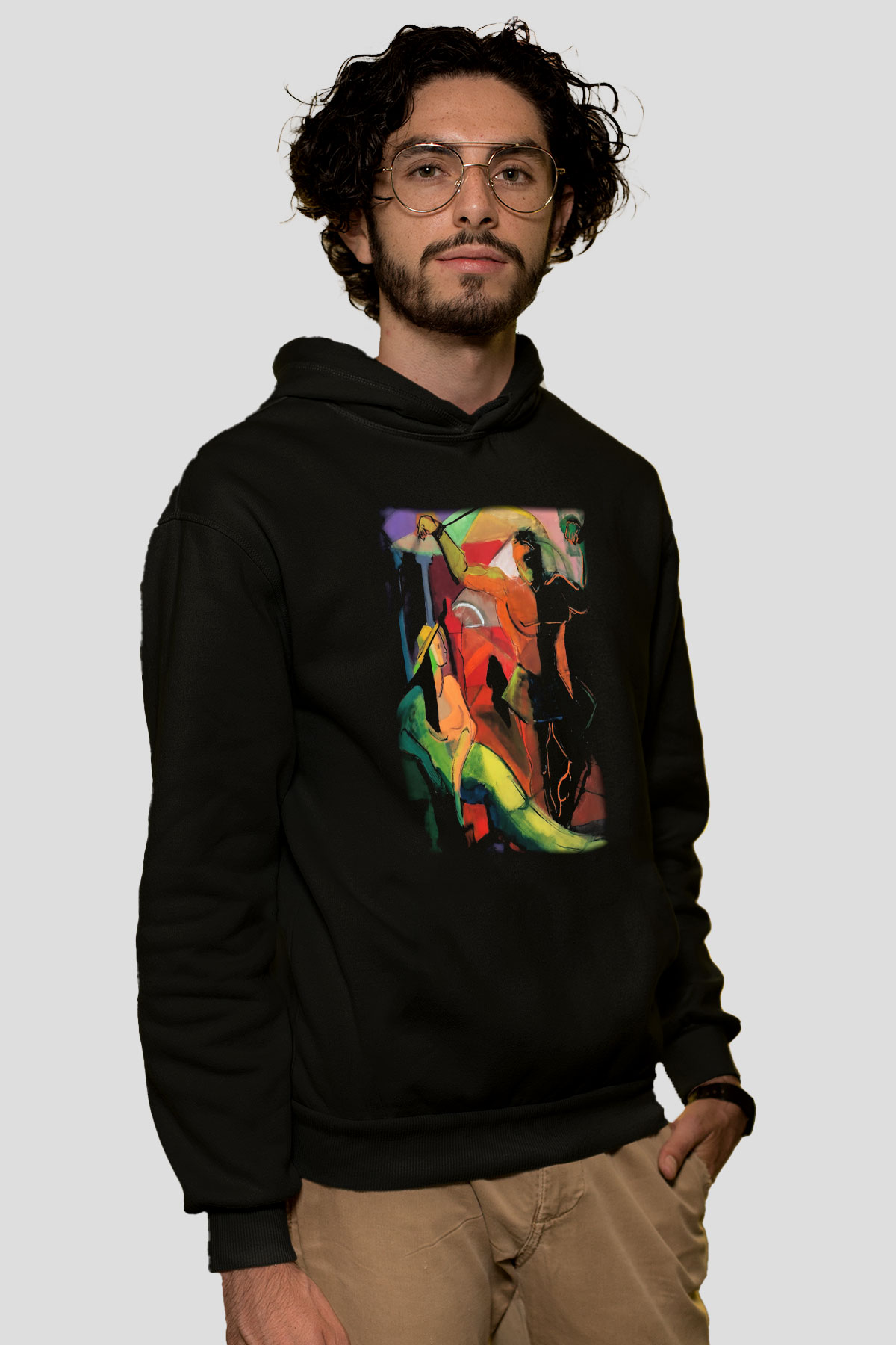 Figür Siyah Unisex Hoodie