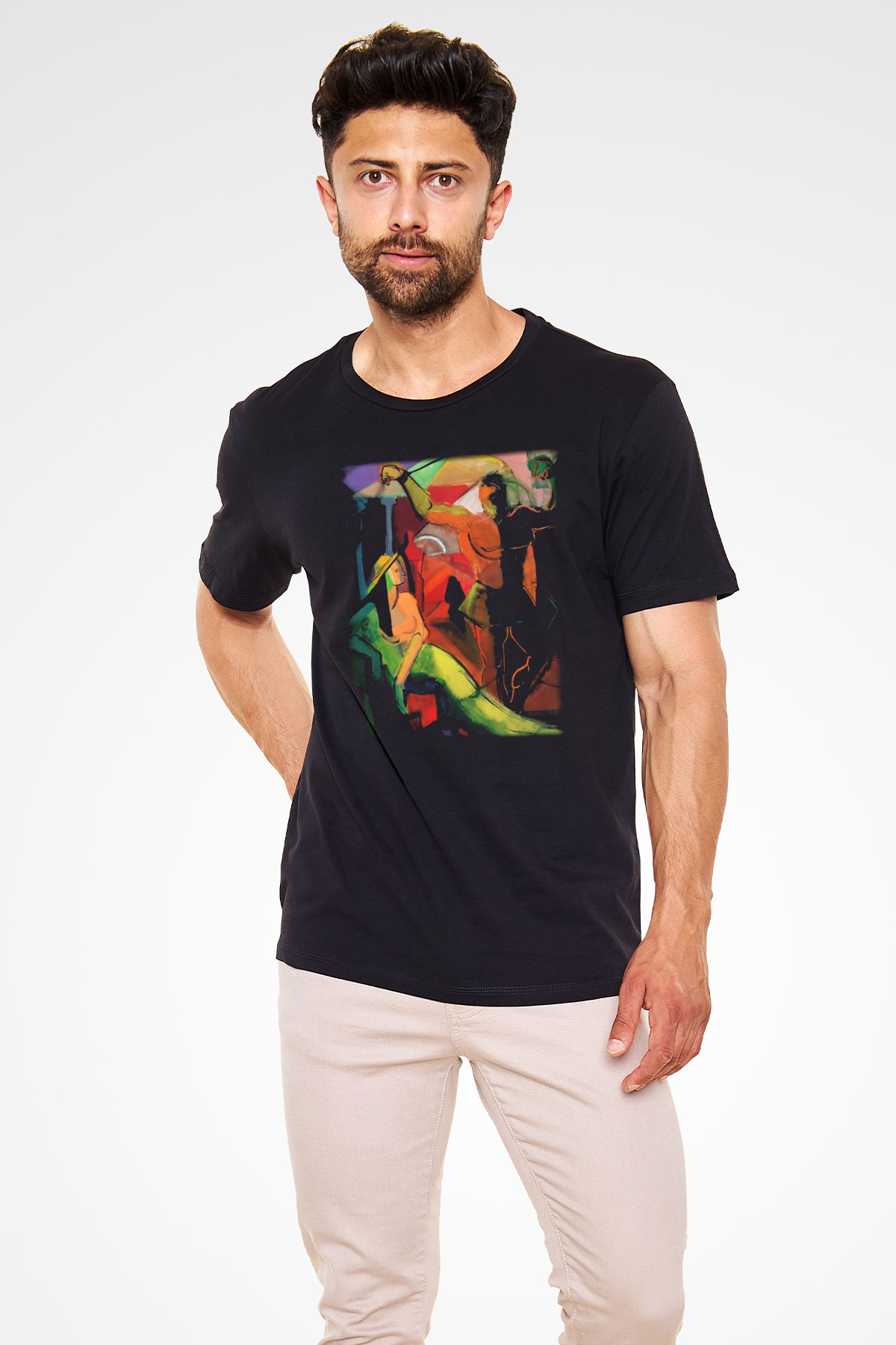 Figür Siyah Unisex Tişört T-Shirt - TişörtFabrikası