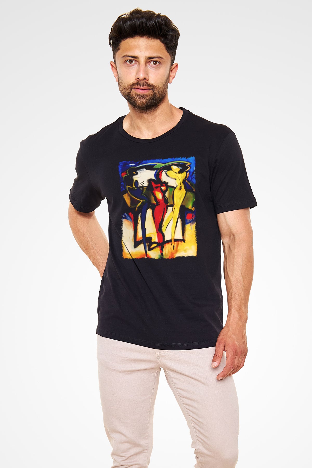 Figür Siyah Unisex Tişört T-Shirt - TişörtFabrikası
