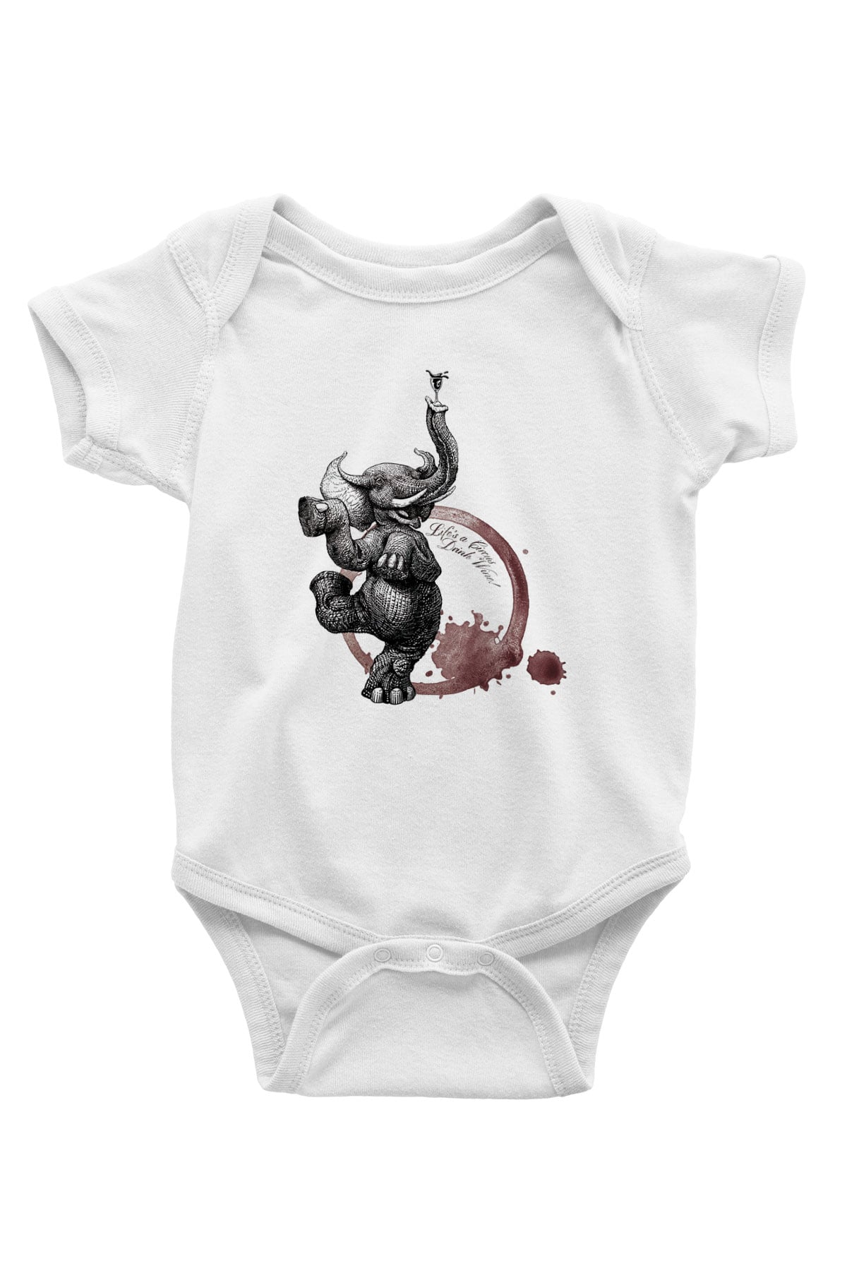 Fil Baskılı Beyaz Unisex Bebek Body - Zıbın