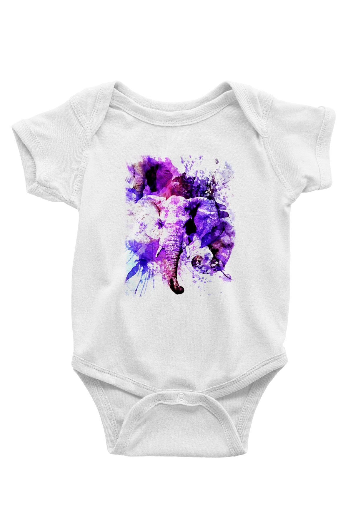 Fil Baskılı Beyaz Unisex Bebek Body - Zıbın