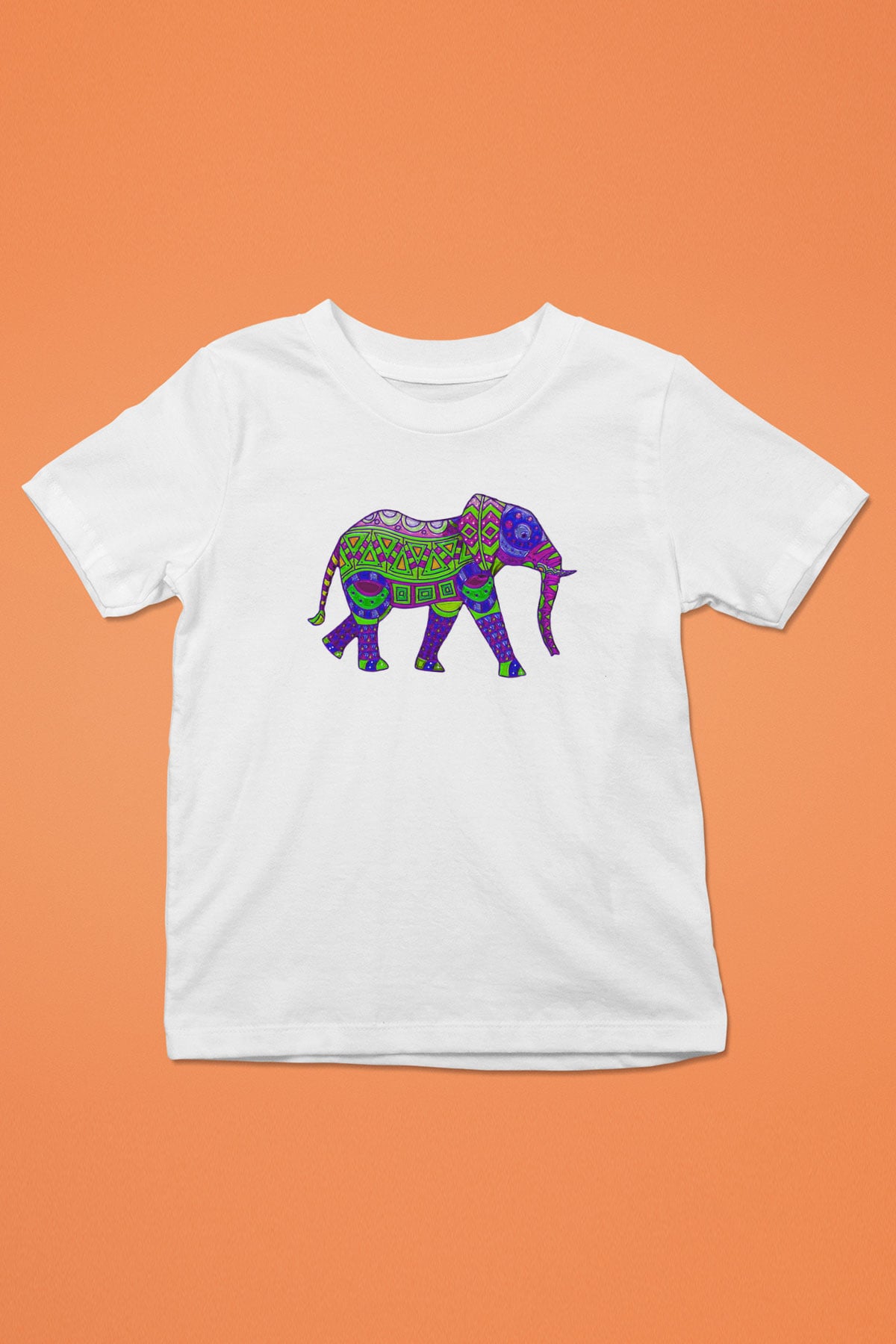 Fil Baskılı Beyaz Unisex Çocuk Tişört