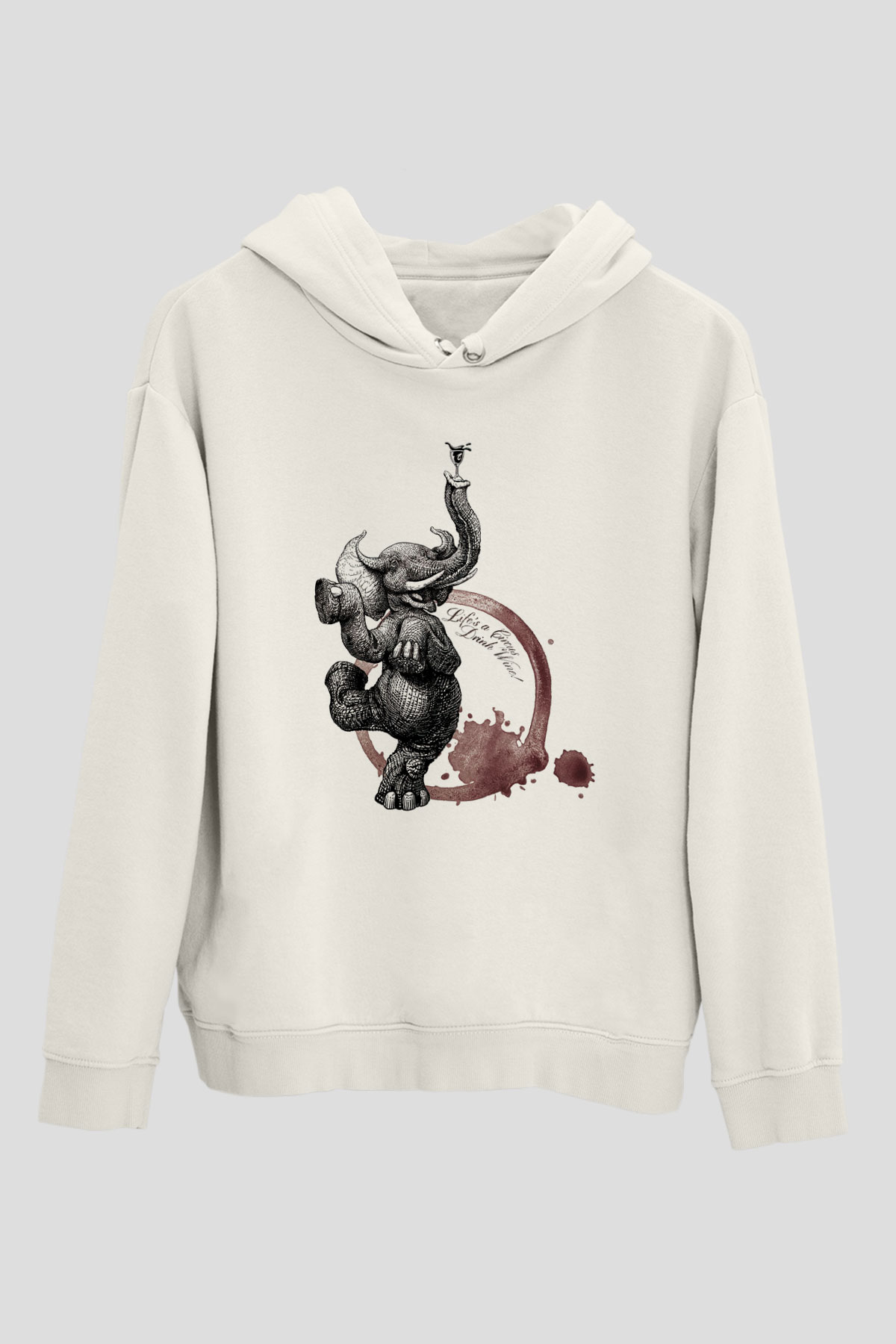 Fil Beyaz Unisex Kapşonlu Sweatshirt