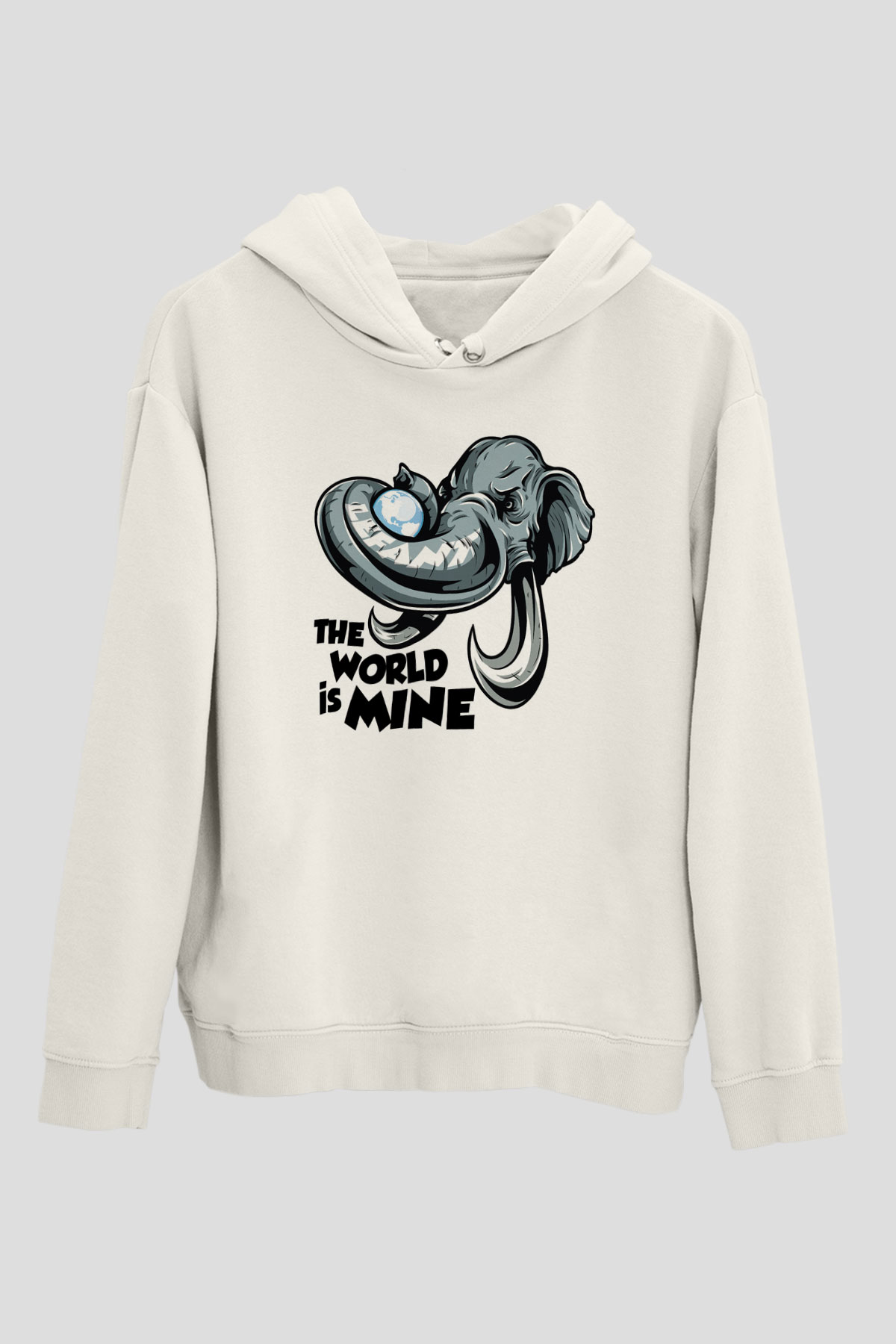 Fil Beyaz Unisex Kapşonlu Sweatshirt