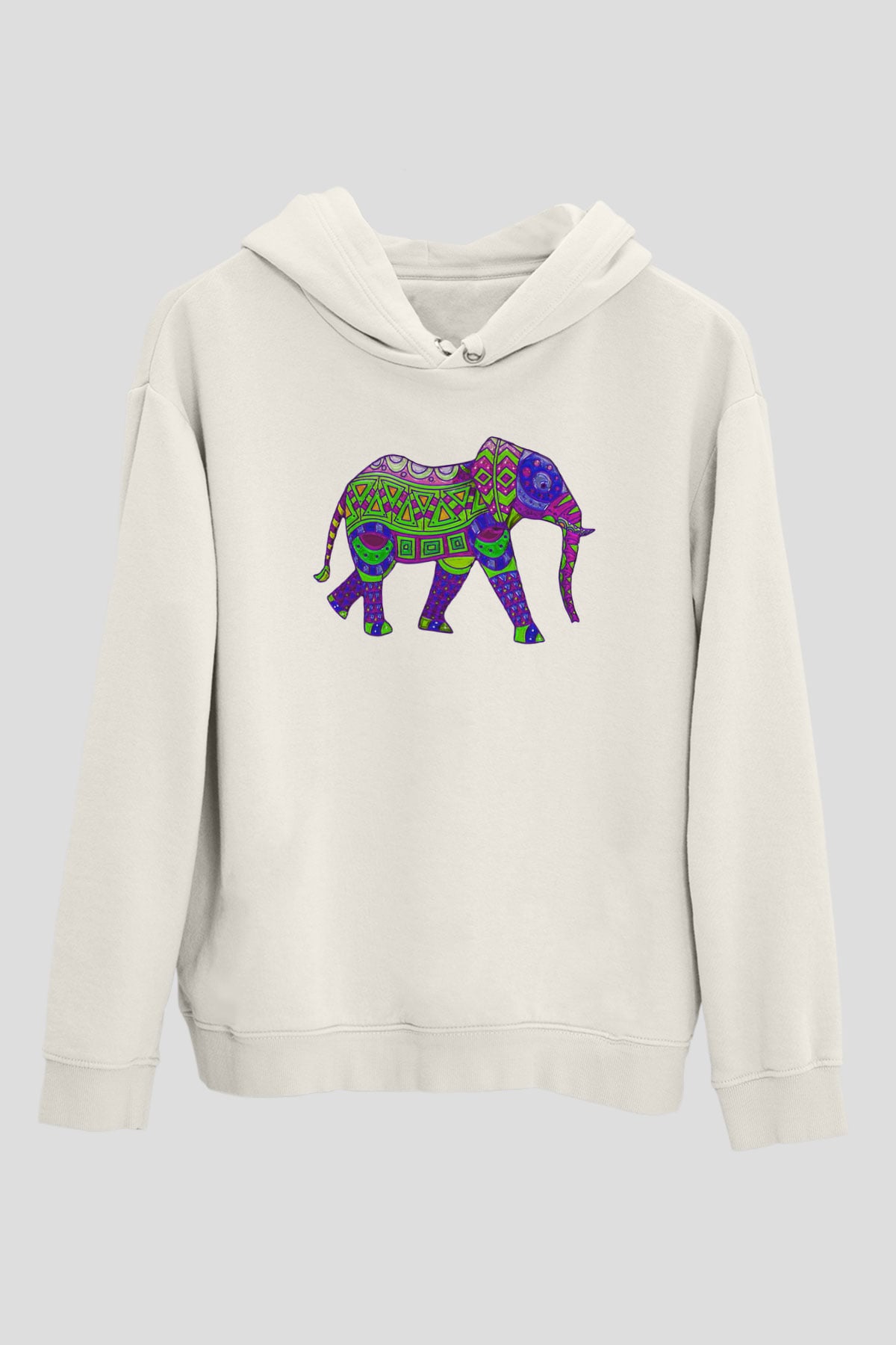 Fil Beyaz Unisex Kapşonlu Sweatshirt