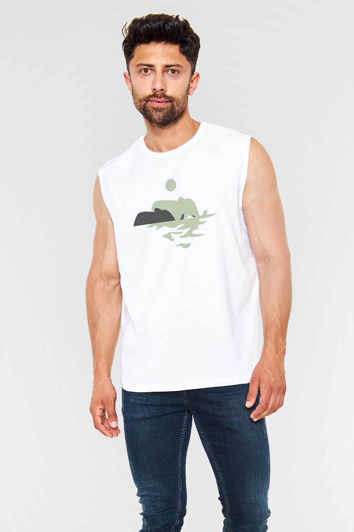 Fil Beyaz Unisex Kolsuz Tişört