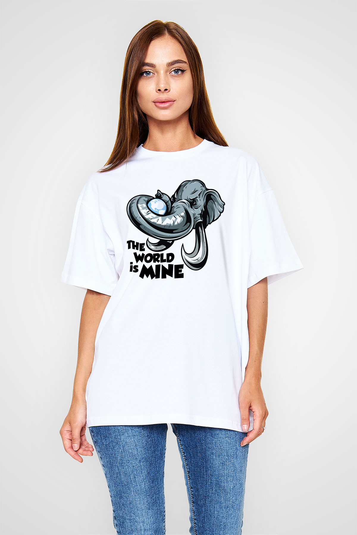 Fil Beyaz Unisex Oversize Tişört T-Shirt