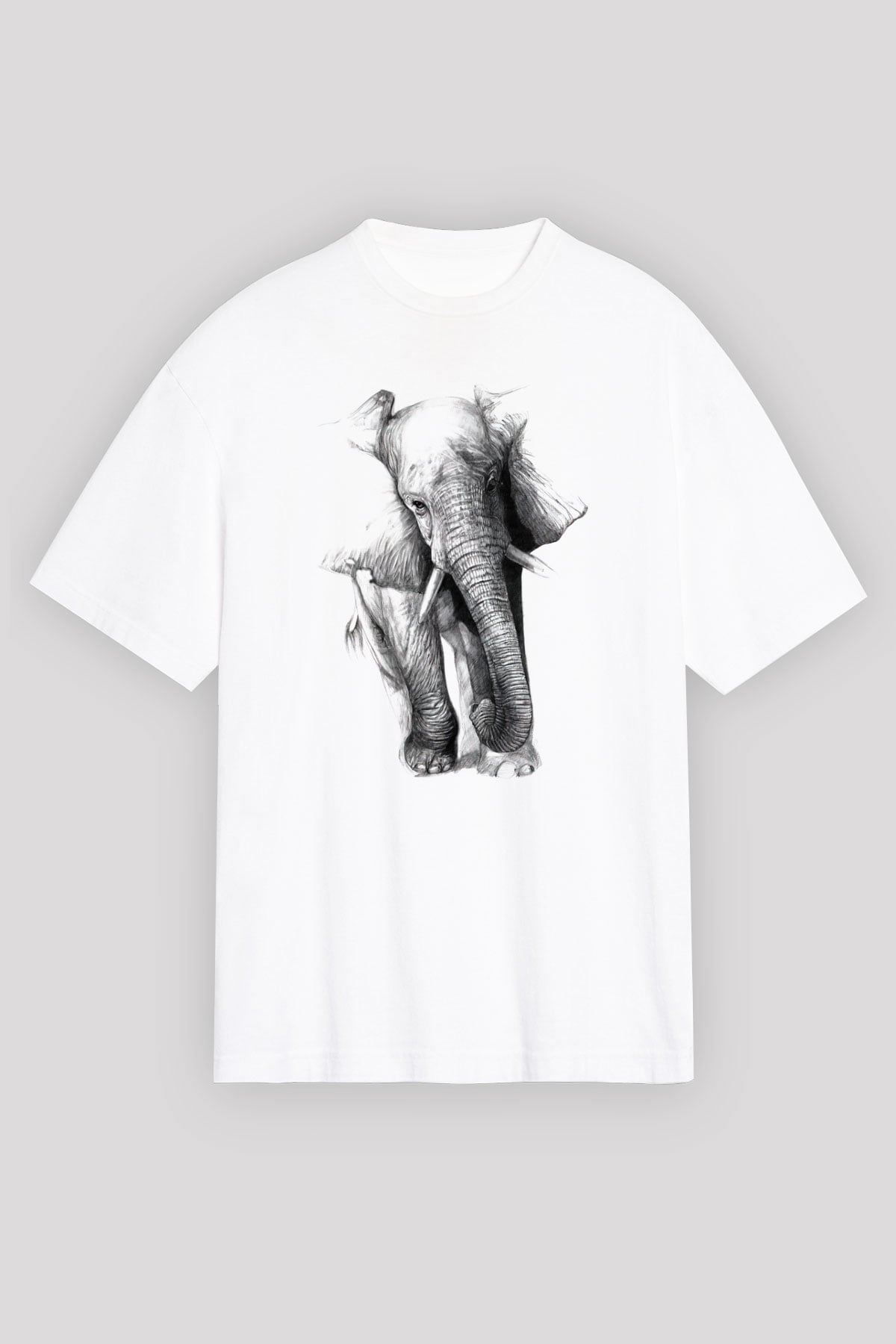 Fil Beyaz Unisex Oversize Tişört T-Shirt