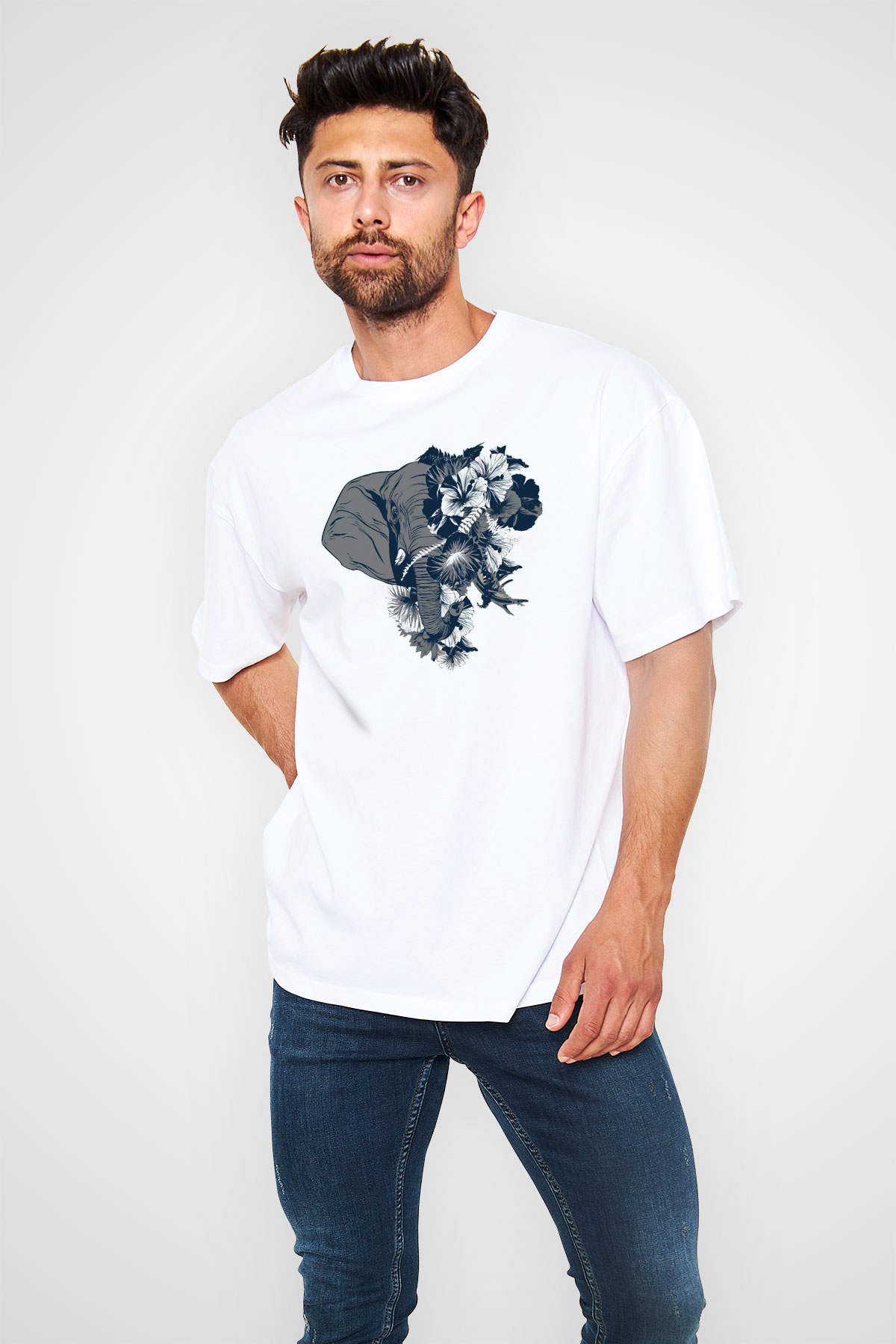 Fil Beyaz Oversize Tişört Oversize T-shirt - TişörtFabrikası
