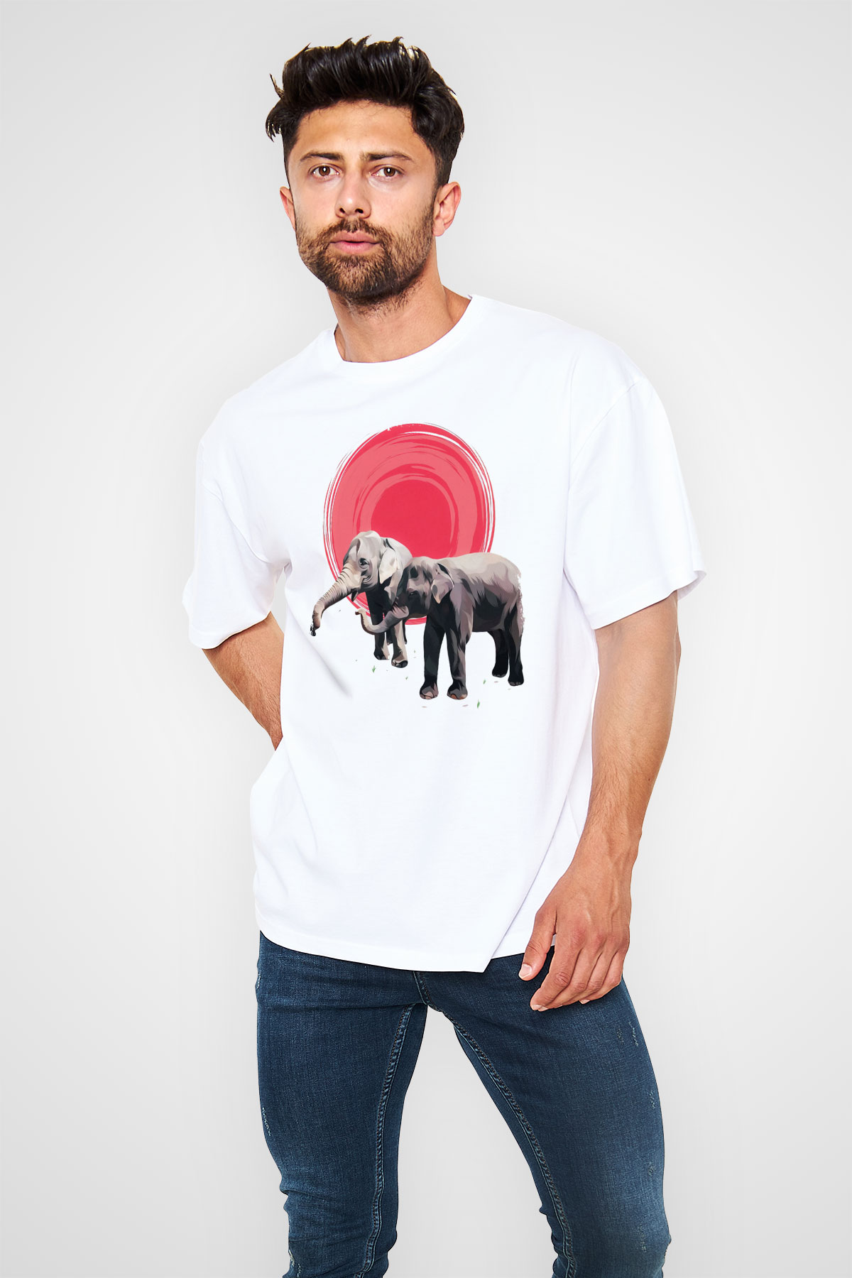 Fil Beyaz Oversize Tişört Oversize T-shirt - TişörtFabrikası