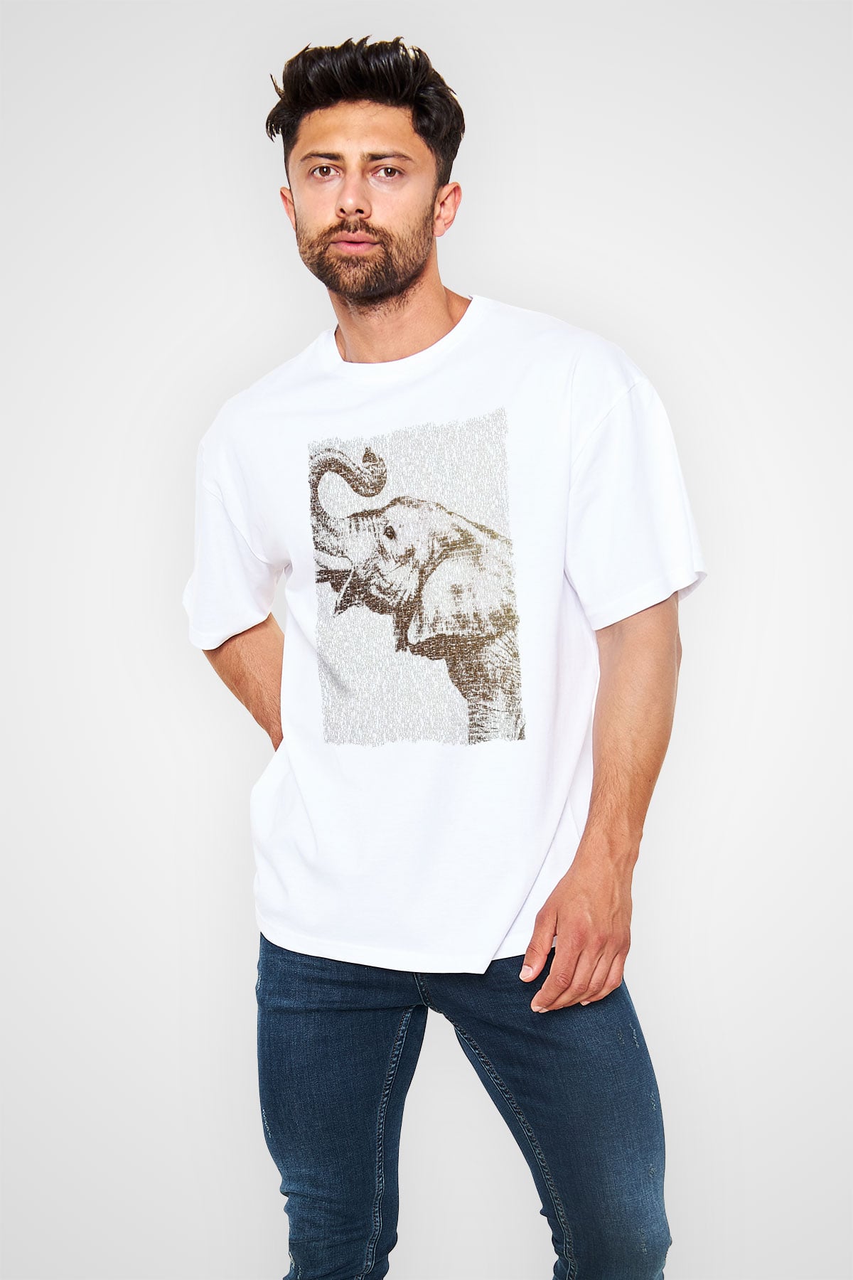 Fil Beyaz Oversize Tişört Oversize T-shirt - TişörtFabrikası