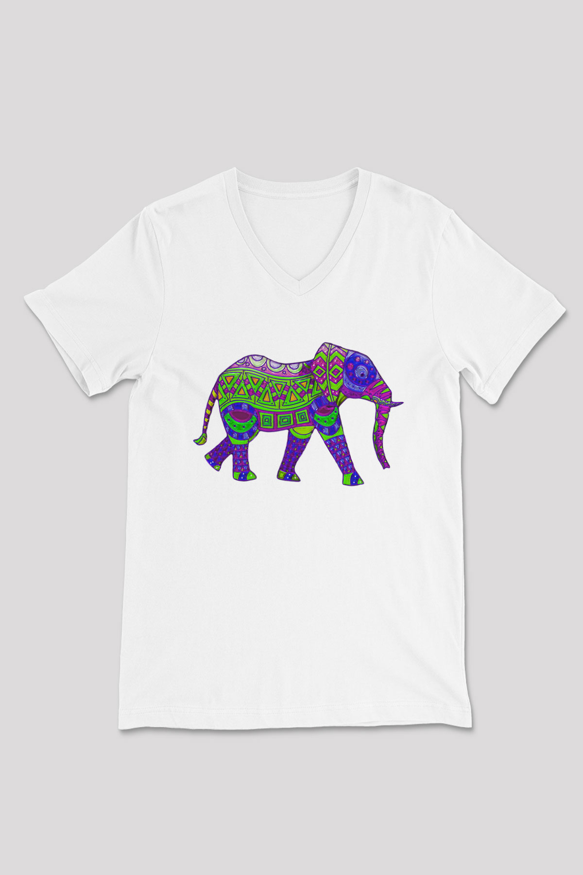 Fil Beyaz Unisex V Yaka Tişört T-Shirt