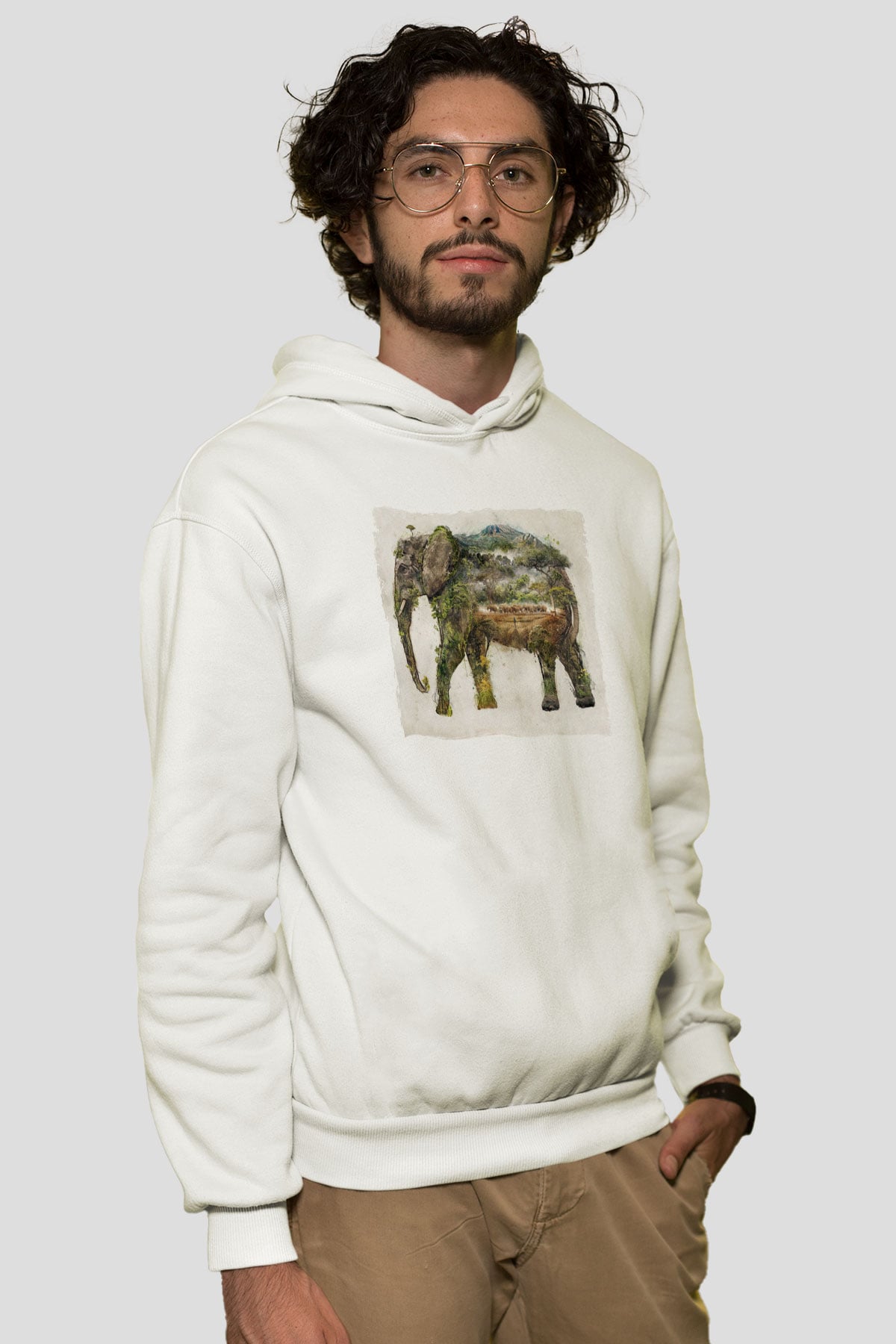Fil OrmanıBeyaz  Unisex Hoodie