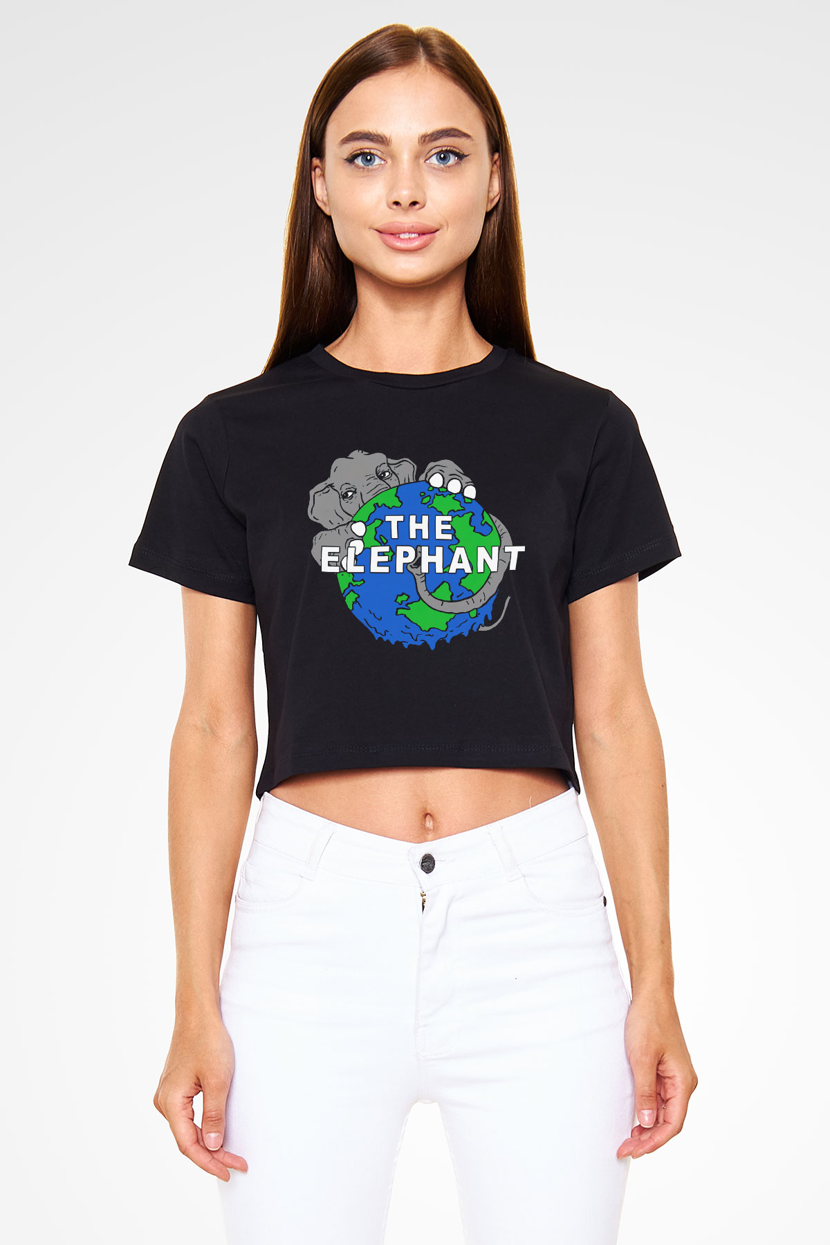 Fil Siyah Crop Top Tişört