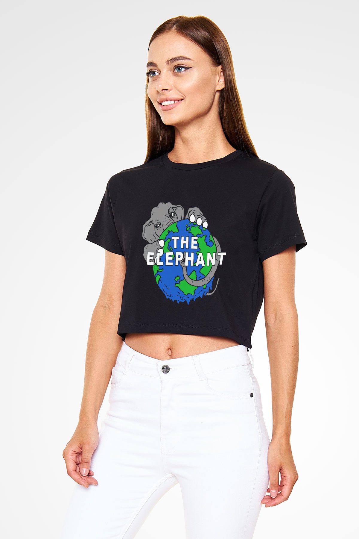 Fil Siyah Crop Top Tişört