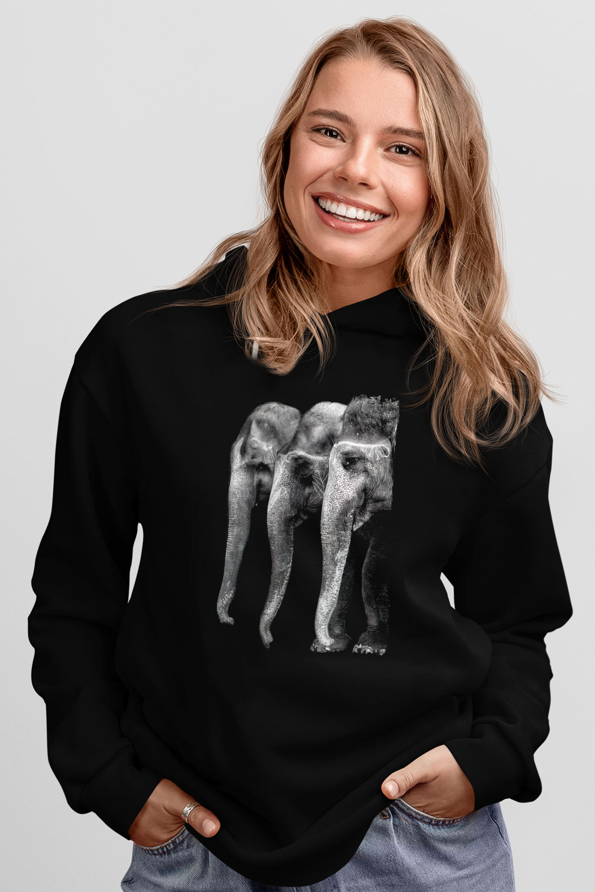 Fil Siyah Unisex Hoodie