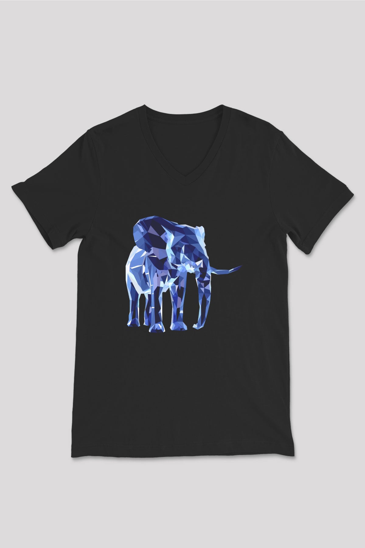 Fil Siyah Unisex V Yaka Tişört