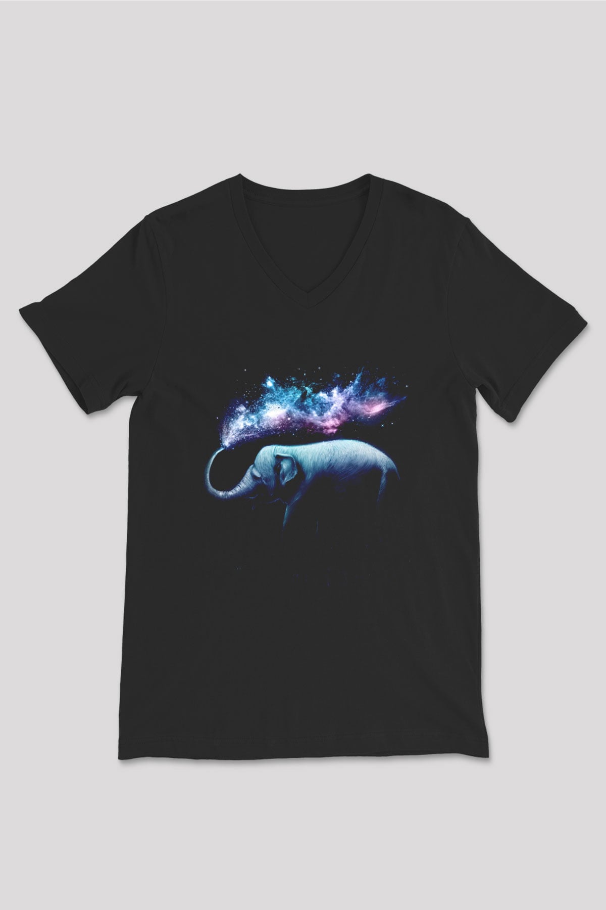 Fil Siyah Unisex V Yaka Tişört