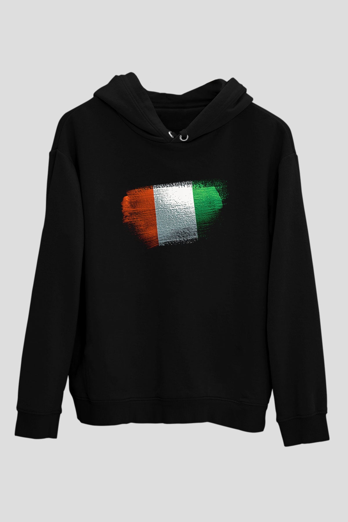 Fildişi Sahili - İvory Coast Bayrağı Baskılı Unisex Siyah Hoodie