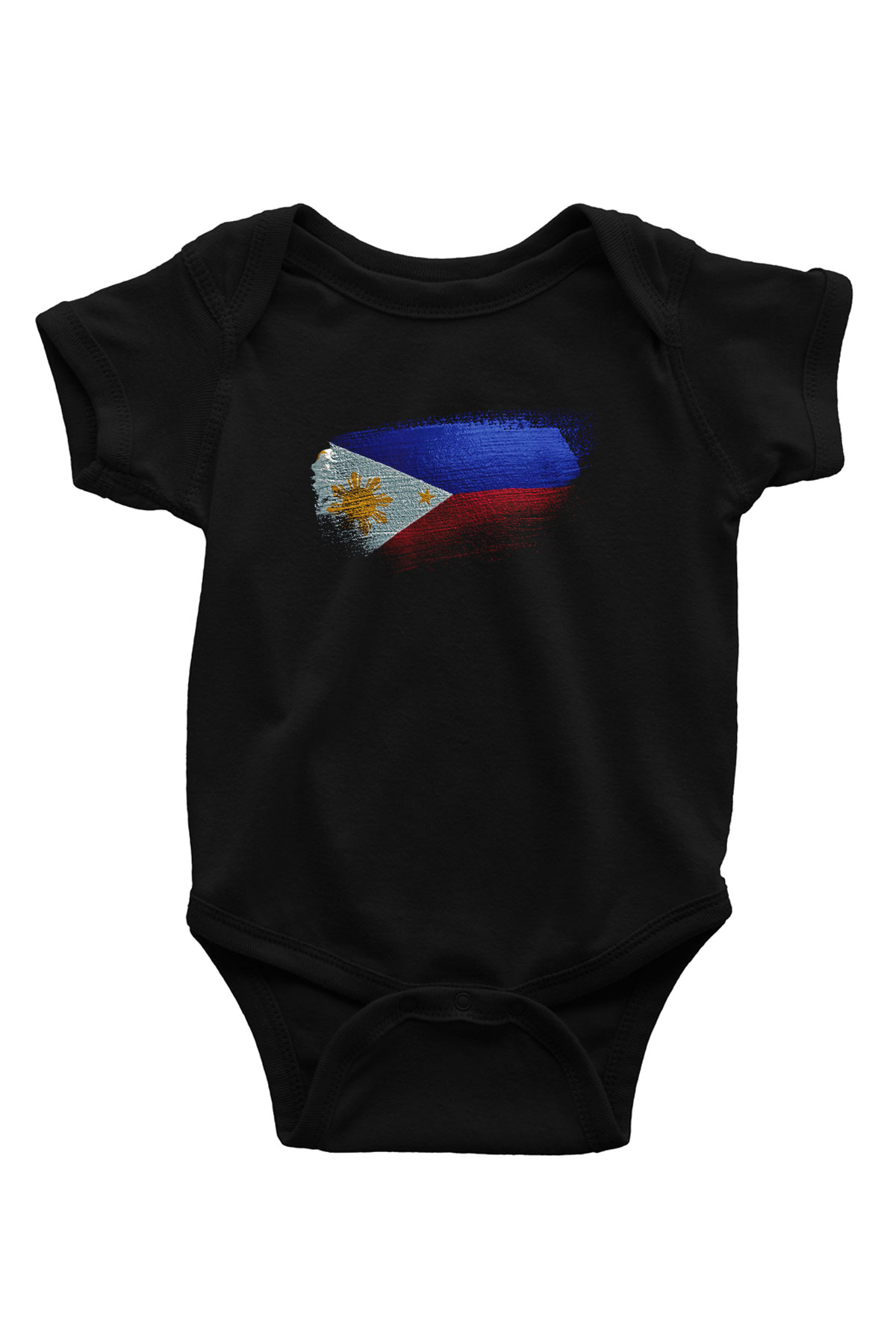 Filipinler - Philippines Bayrağı Baskılı Unisex Siyah Bebek Body - Zıbın