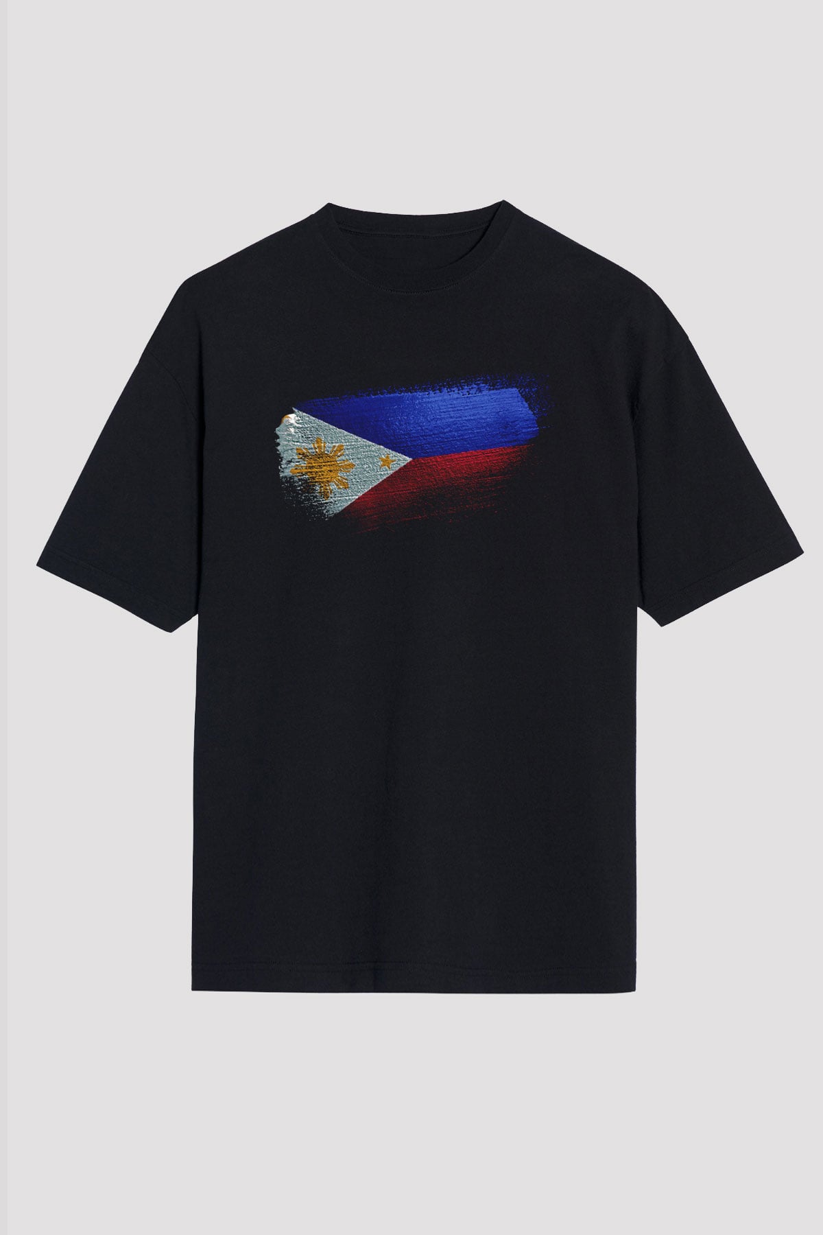 Filipinler - Philippines Bayrağı Baskılı Unisex Siyah Oversize Tişört