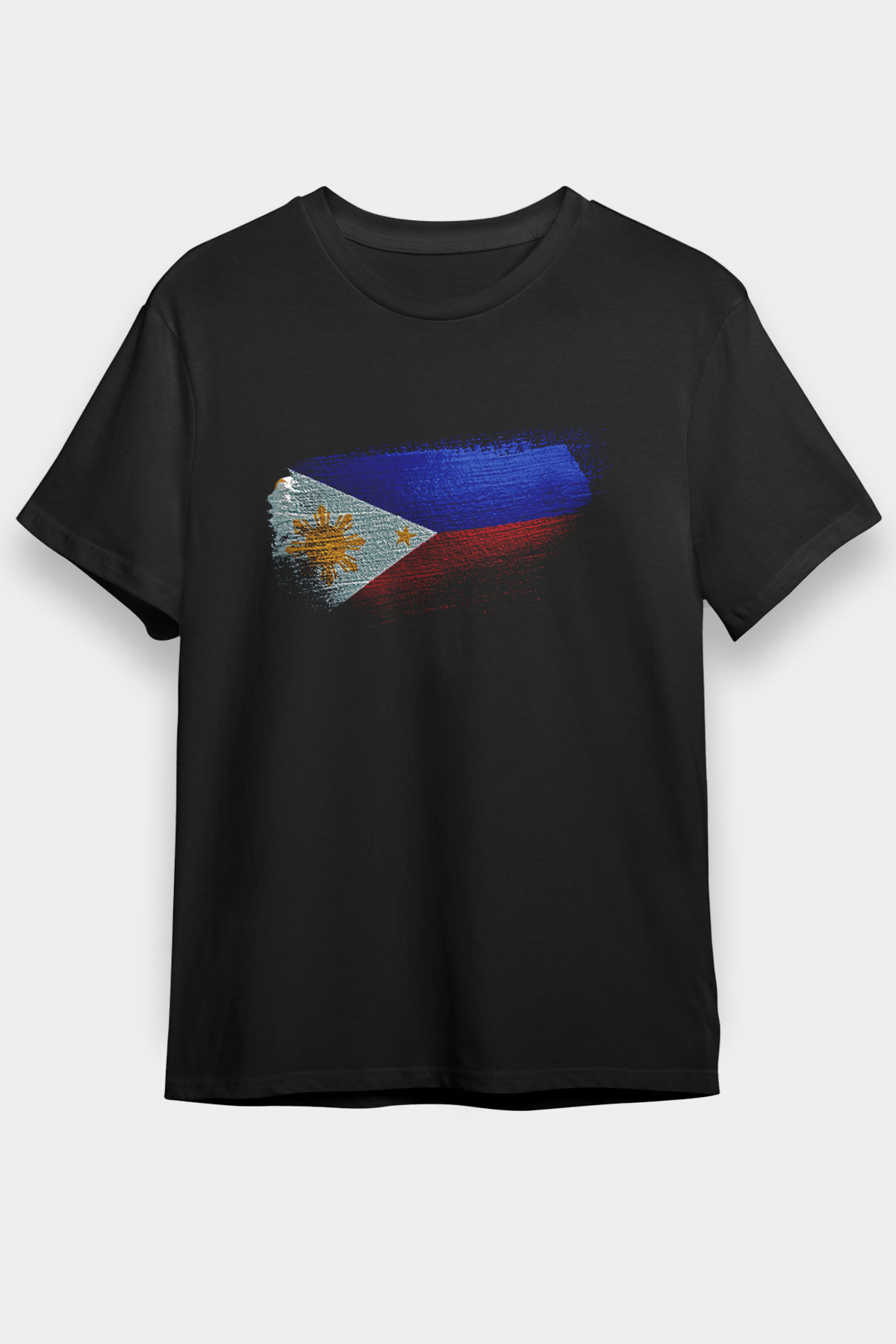 Filipinler - Philippines Bayrağı Baskılı Unisex Siyah Tişört