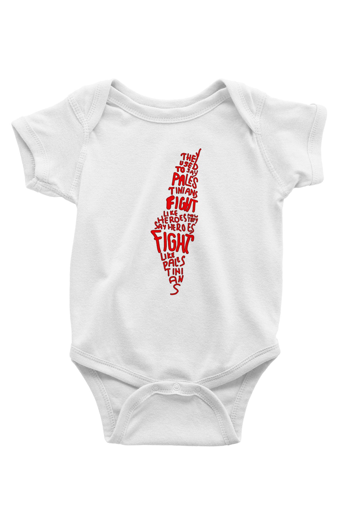 Filistin Baskılı Beyaz Unisex Bebek Body - Zıbın