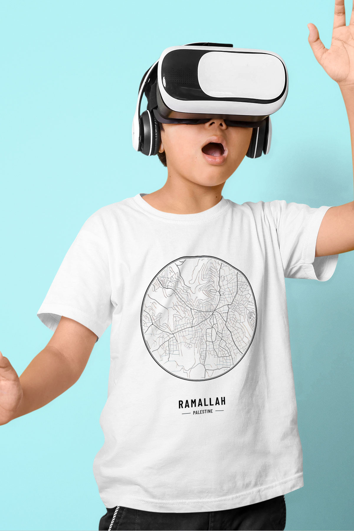 Filistin Baskılı Beyaz Unisex Beyaz Çocuk Tişört - Tshirt