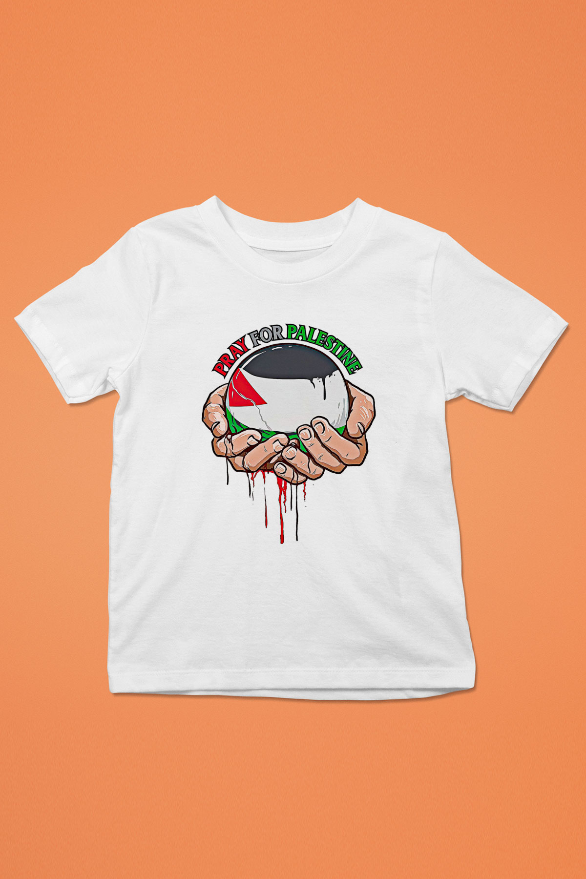 Filistin Baskılı Beyaz Unisex Beyaz Çocuk Tişört - Tshirt