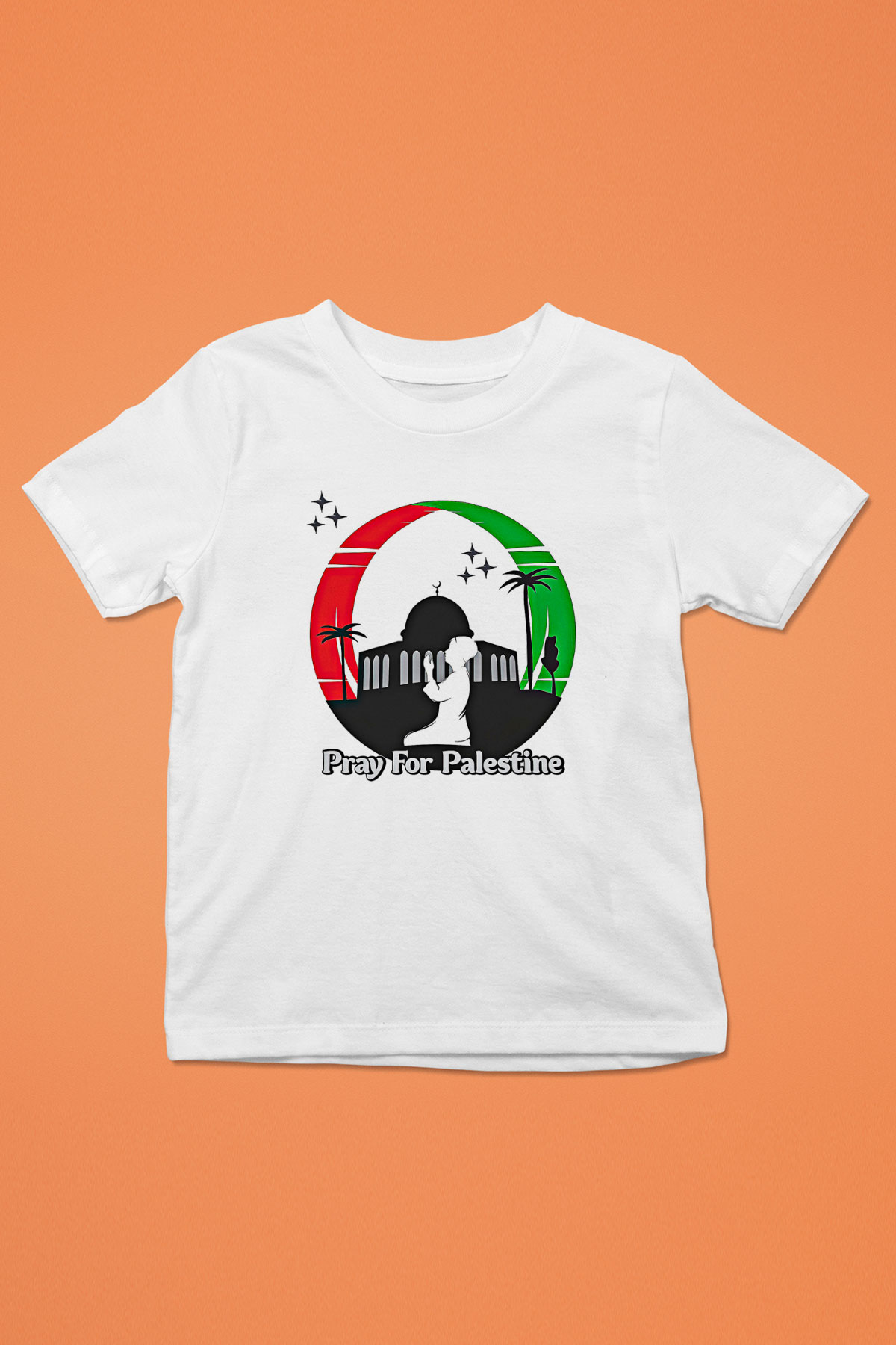 Filistin Baskılı Beyaz Unisex Beyaz Çocuk Tişört - Tshirt