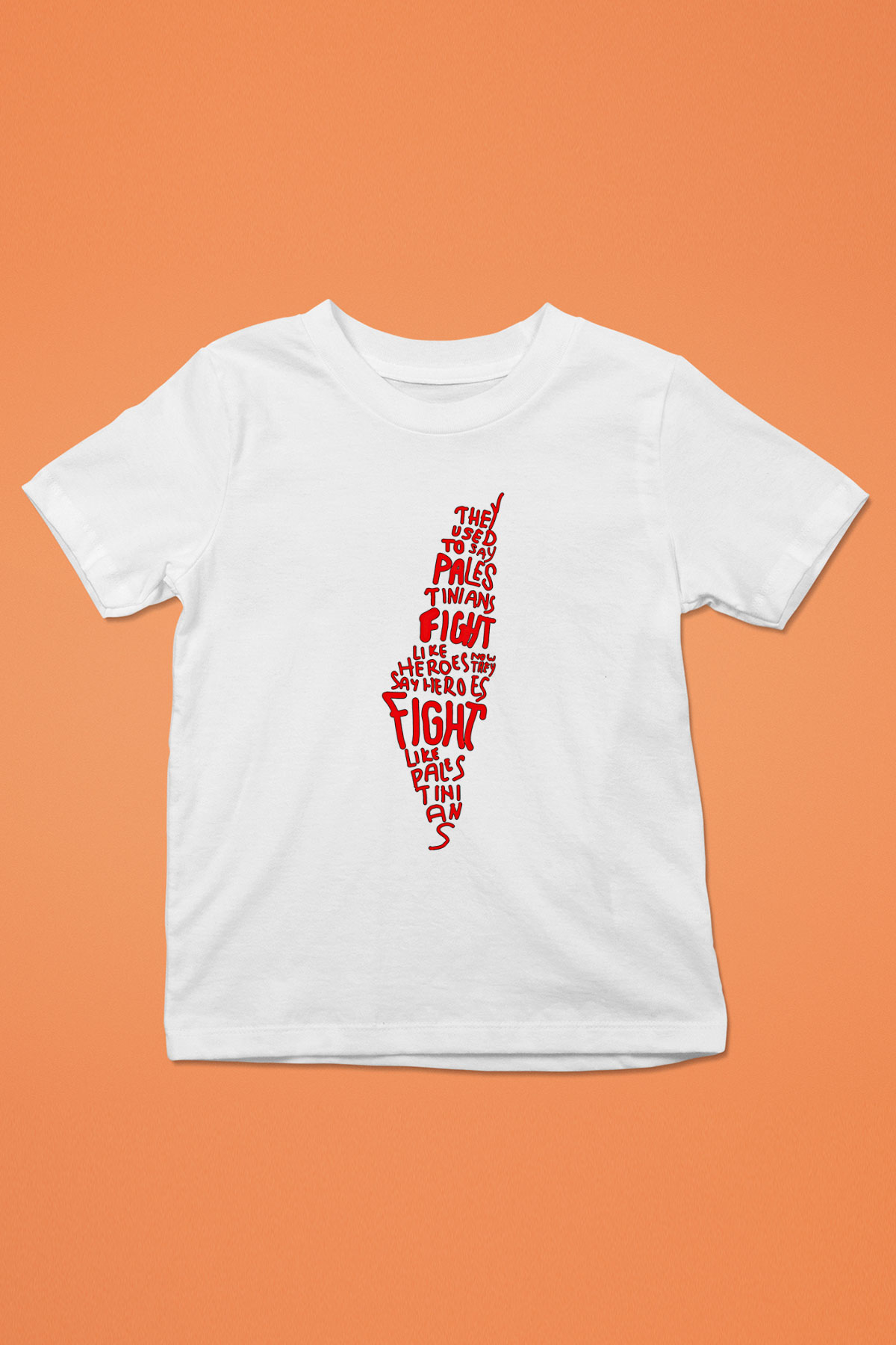 Filistin Baskılı Beyaz Unisex Beyaz Çocuk Tişört - Tshirt