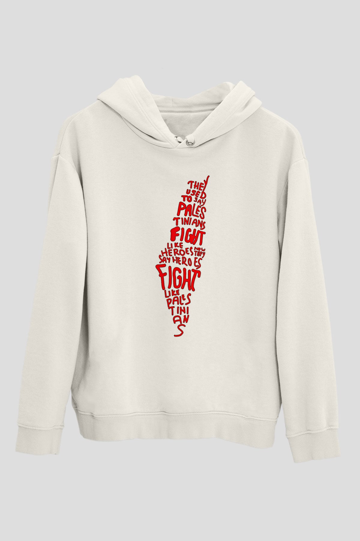 Filistin Baskılı Beyaz Unisex Kapüşonlu Sweatshirt