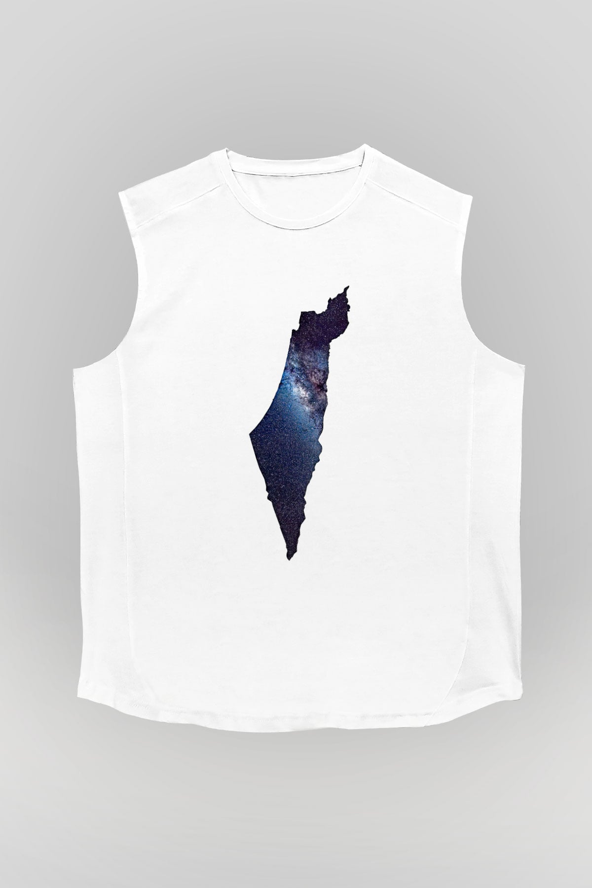 Filistin Baskılı Beyaz Unisex Kolsuz Tişört - Tshirt